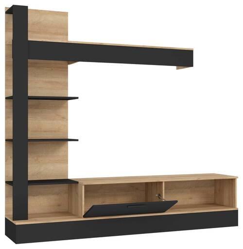 Ansamblu mobilier camera de zi GELUZA NEW - culoare lemn stejar/negru, Modern, plastic/material pe bază de lemn (204,6/192/41,6cm) - Modern Living