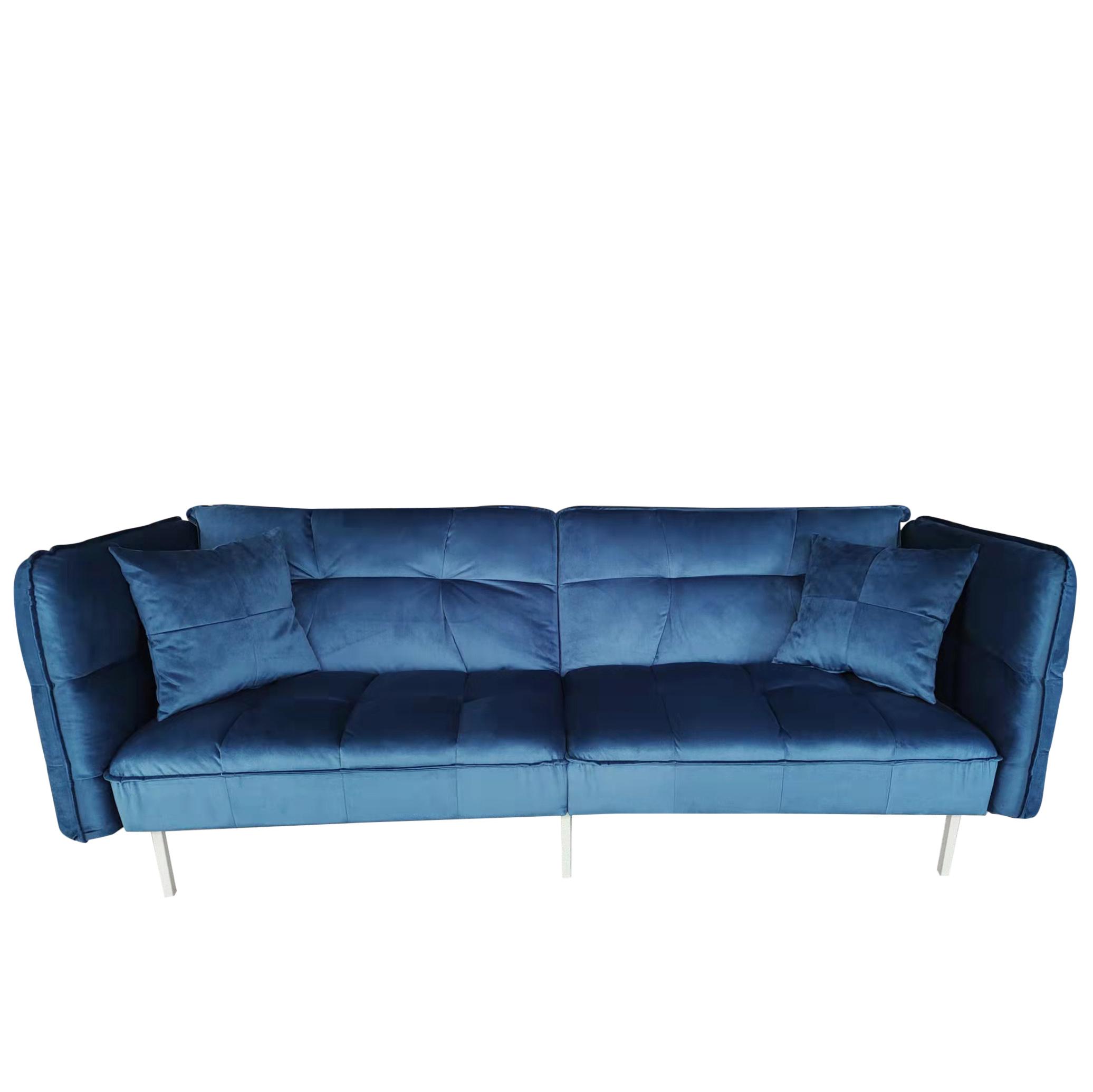 Sofa "Nelly", Dreisitzer, blau, Samtbezug - Blau/Silberfarben, MODERN, Holz/Textil (208/78/76,5cm) - Bessagi Home