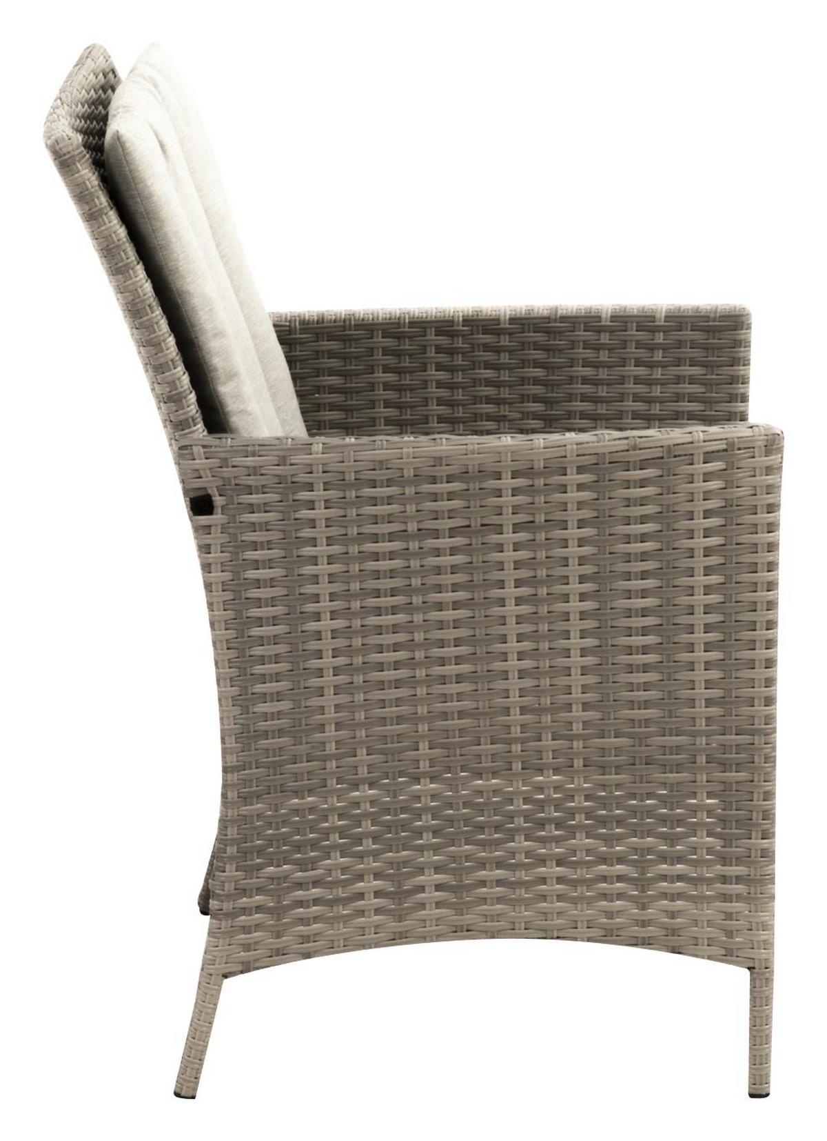 Loungegarnitur 4-tlg. Wien Kunststoffgeflecht mit Kissen - Beige/Grau, MODERN, Kunststoff/Textil (140/68/80cm) - Gardenson