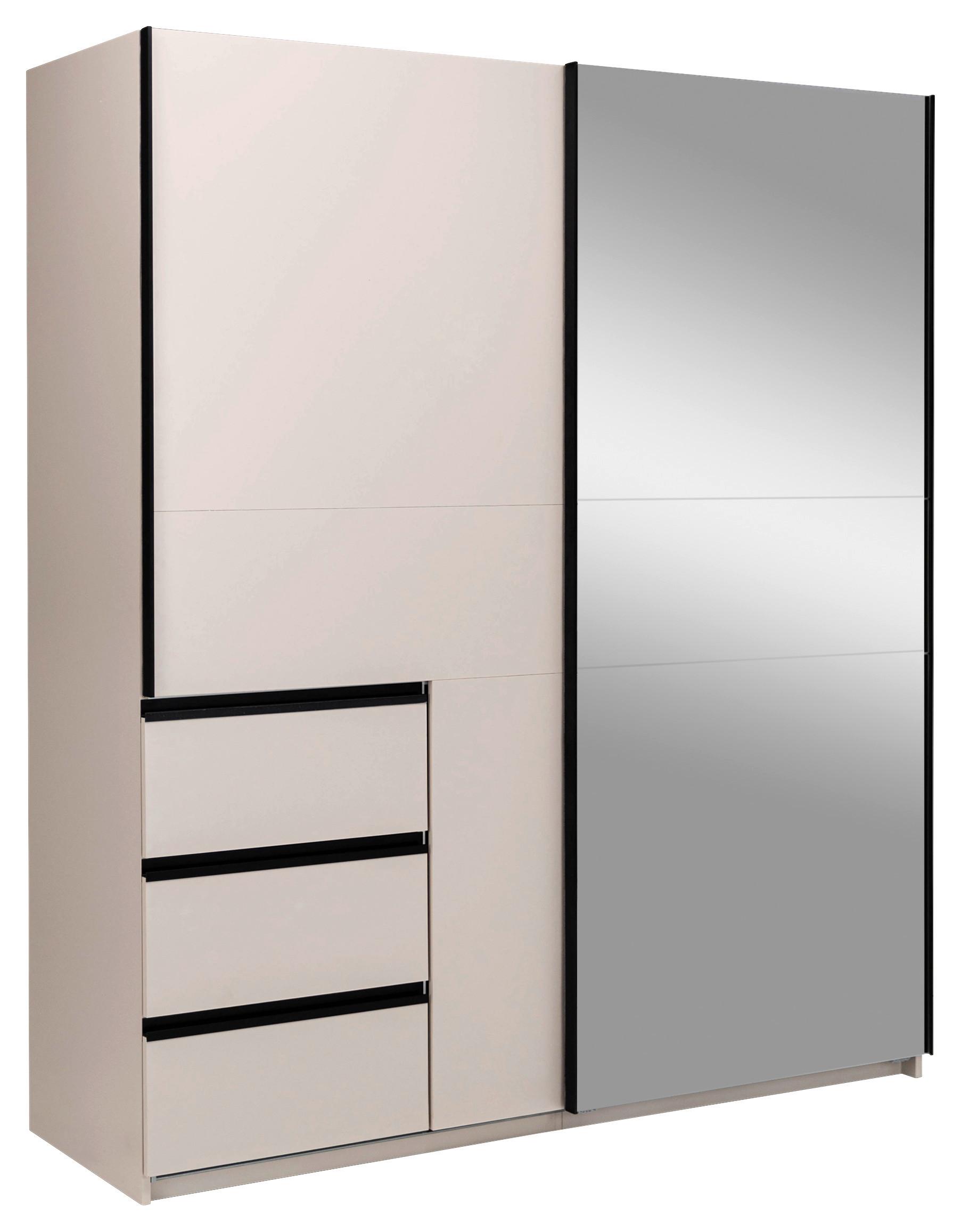 Omara Z Drsnimi Vrati Wilma, Kašmir - kašmir/črna, Moderno, kovina/leseni material (175/210/61,5cm) - P & B