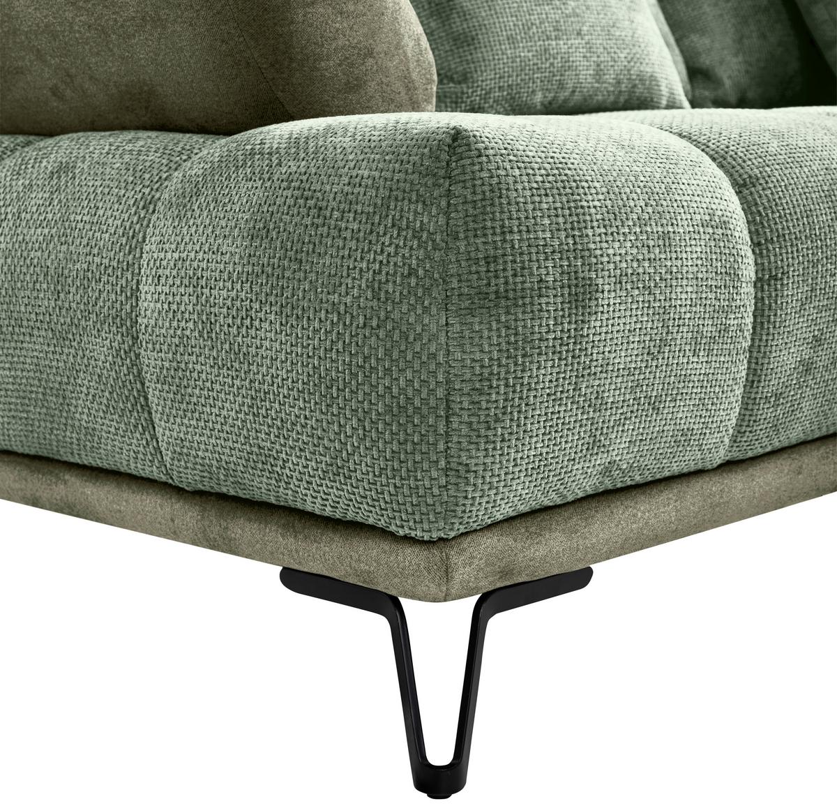 Ugaona Garnitura Largo N - zelena/crna, Moderno, tekstil/metal (262/184cm) - Modern Living