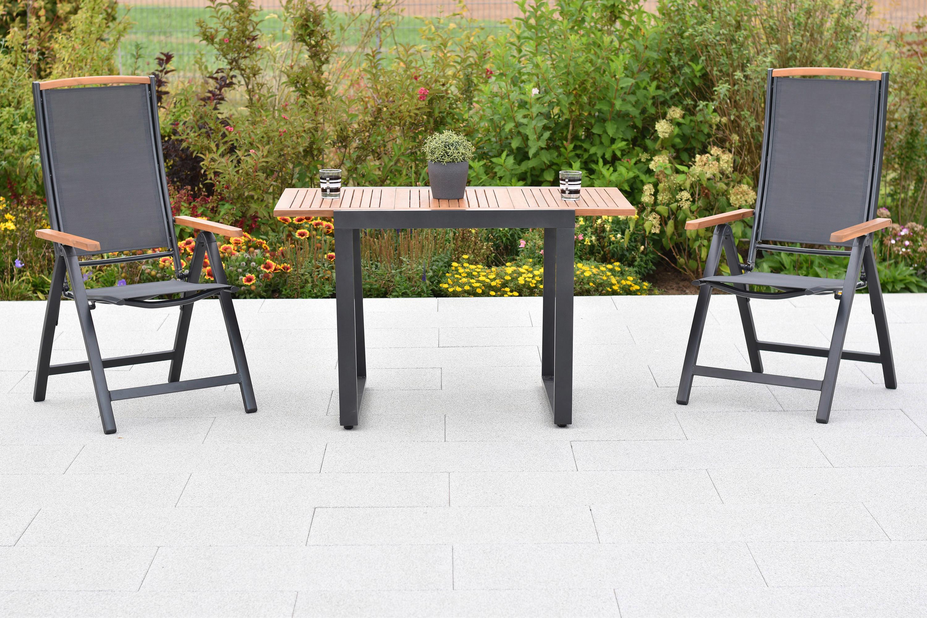 GARTENSET SIENA - Graphitfarben/Grau, MODERN, Holz/Textil - Gardenson