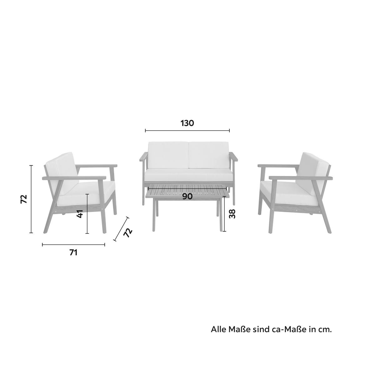 Garnitură grădină Till - crem/culoare lemn acacia, Modern, lemn/textil (130/75/71cm) - Mömax