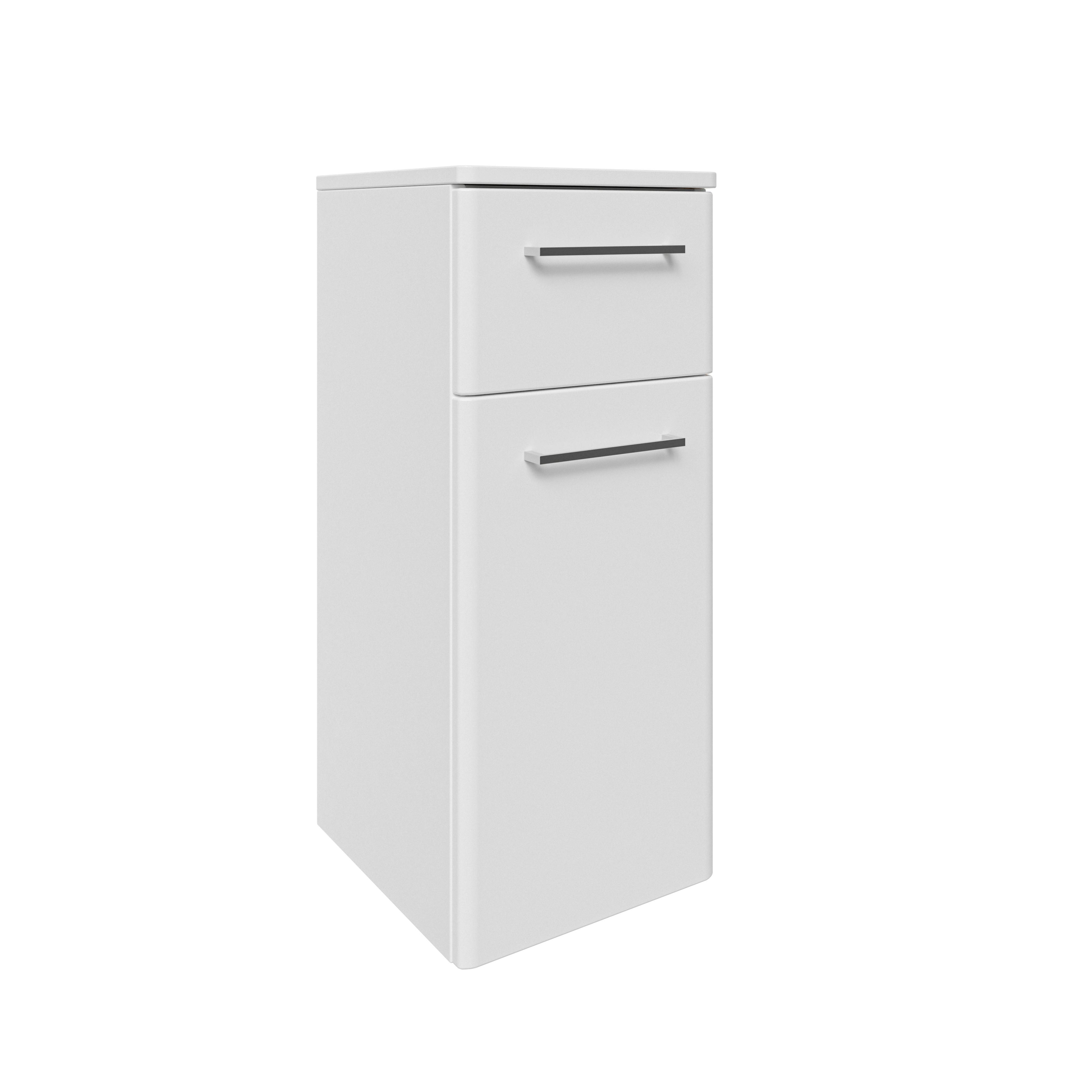 Alsószekrény Carina - króm/magasfényű fehér, Modern, faalapú anyag (30/72/33cm)