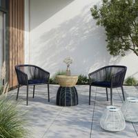 Gartensessel-Set 2-er Benicia Blau aus Metall/Textil - Blau/Schwarz, MODERN, Textil/Metall (55/76/63cm) - Bessagi Garden
