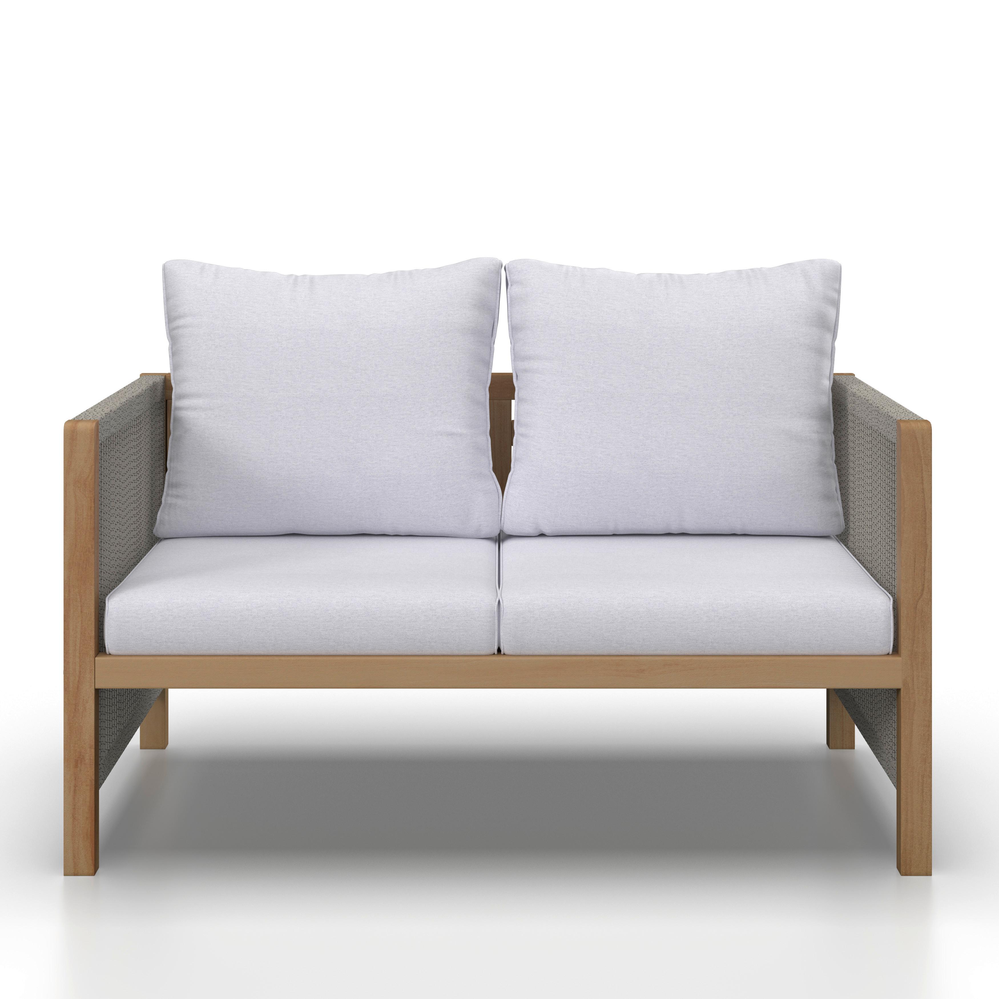LOUNGEGRUPP EFFIE - ljusgrå, Modern, trä/textil (124/64,5/63,5cm) - Bessagi Garden
