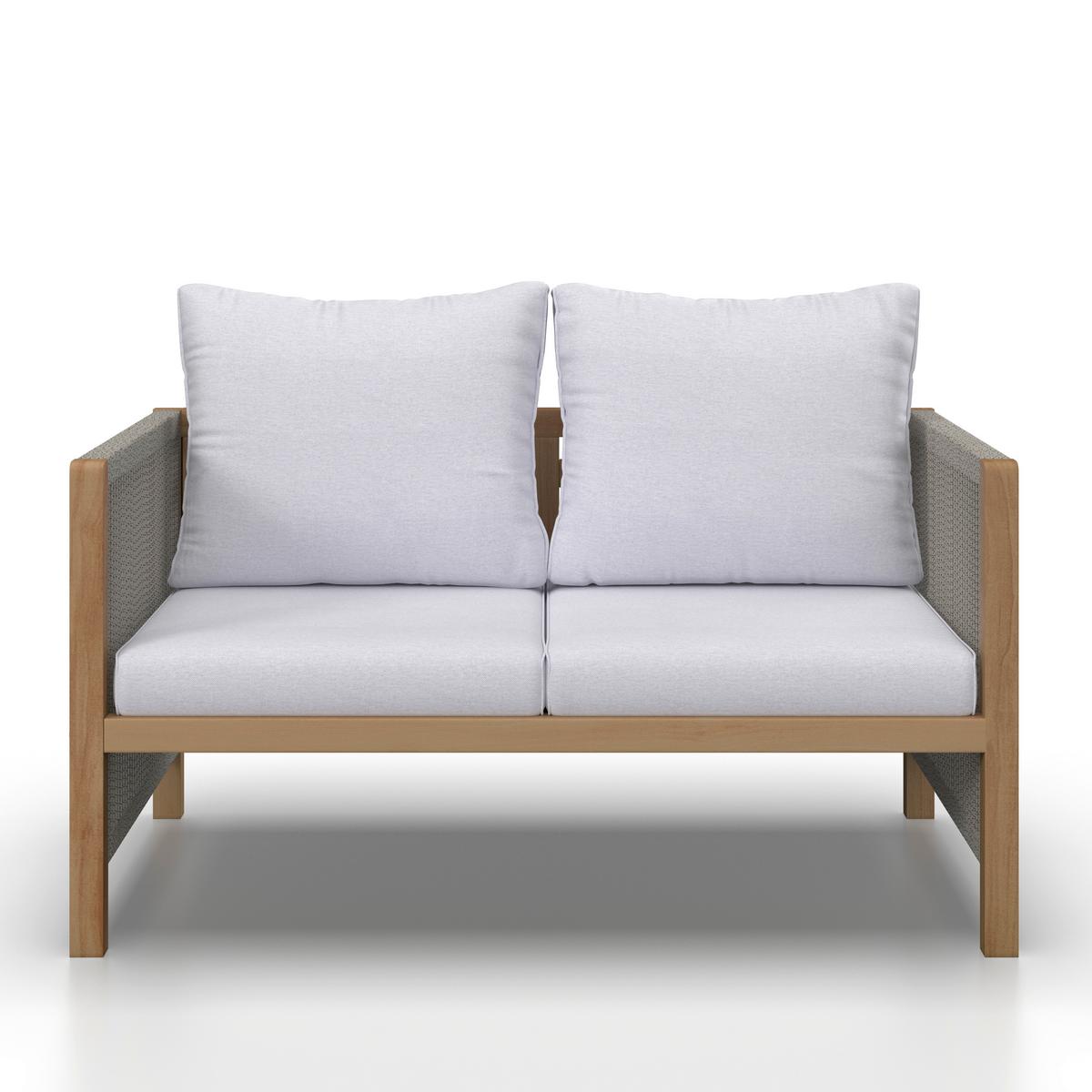 Loungegarnitur Effie Hellgrau Holz/Textil - Hellgrau, Modern, Holz/Kunststoff (124/64,5/63,5cm) - Bessagi Garden