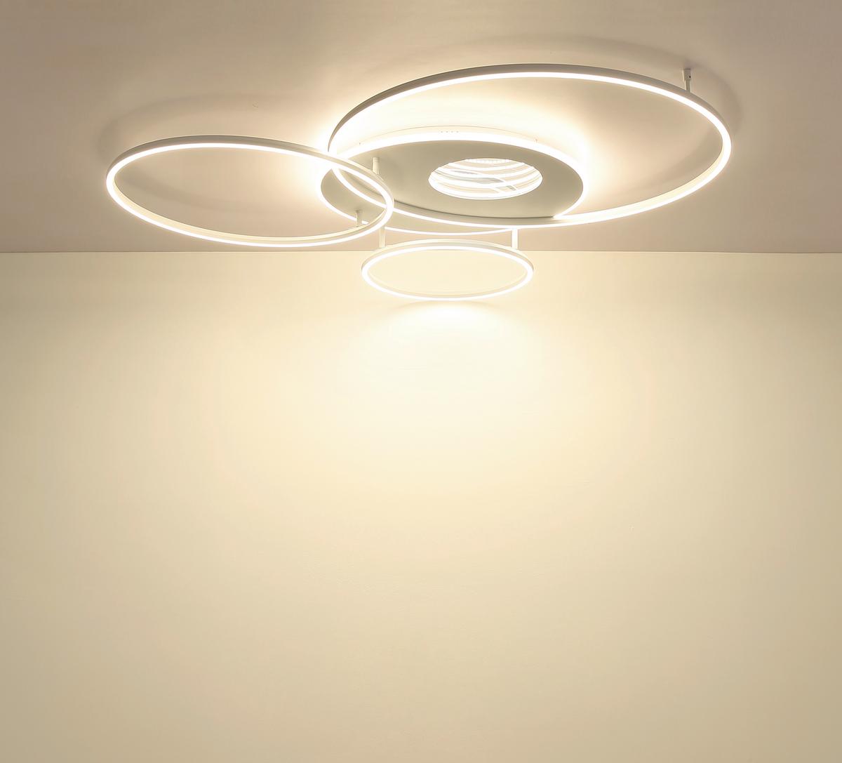 Led Stropna Svjetiljka Invertina - bijela, Design, metal/plastika (126,4/105,3/13cm) - Globo