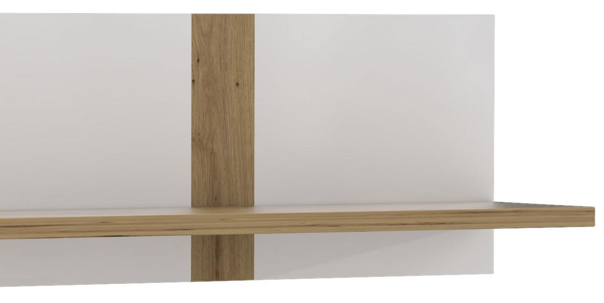 Poliță de perete VIOLA - alb/culoare lemn stejar, Modern, plastic/metal (140/29,6/21,9cm) - Premium Living
