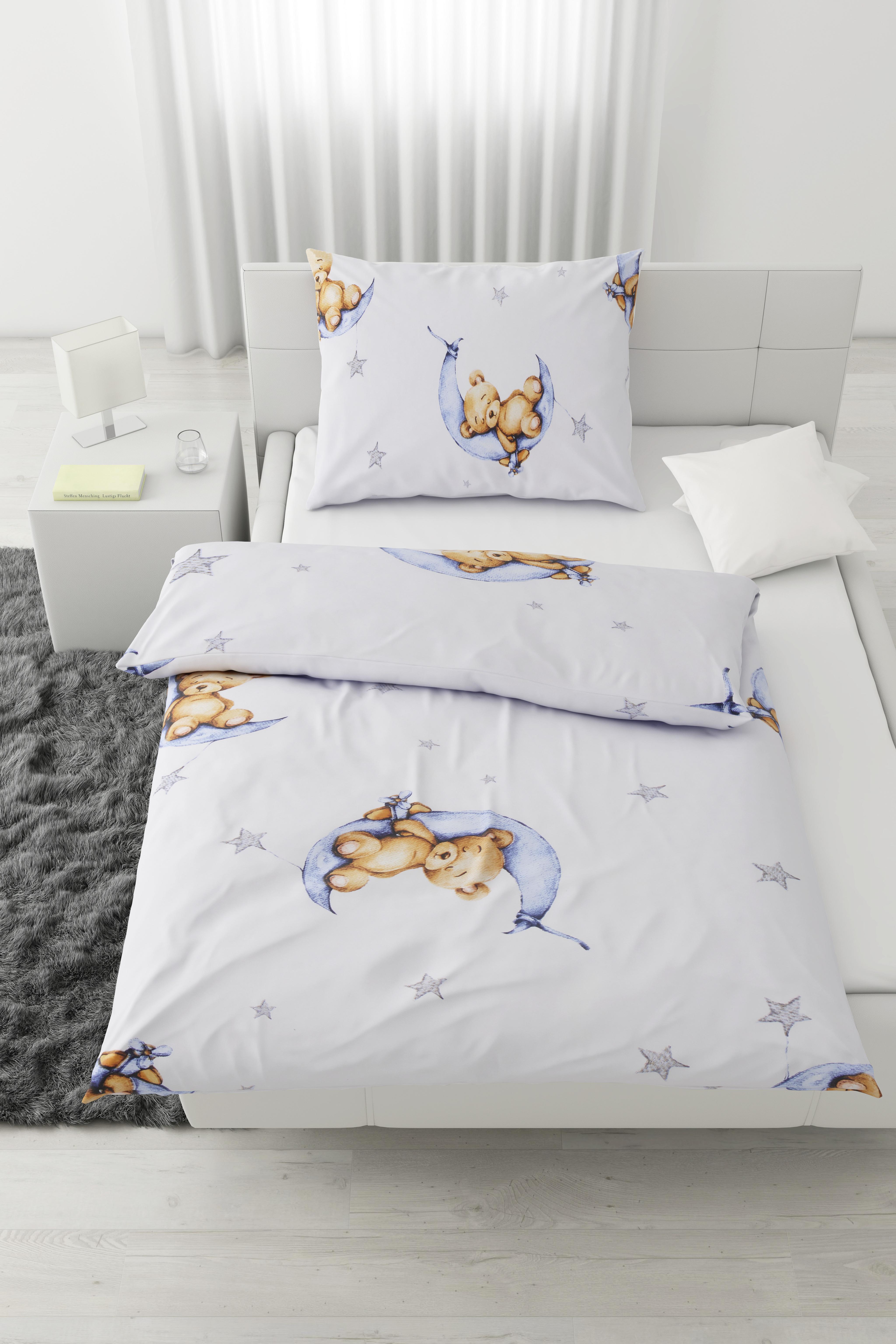 Kinderbettwäsche Bärli in diversen Farben - Weiß/Rosa, Textil (100/135cm) - Modern Living