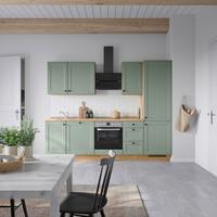 Küchenblock Cascada High m. Geräten Schilfgrün - Schilfgrün/Eichefarben, MODERN, Holzwerkstoff/Metall (270cm) - Nobilia