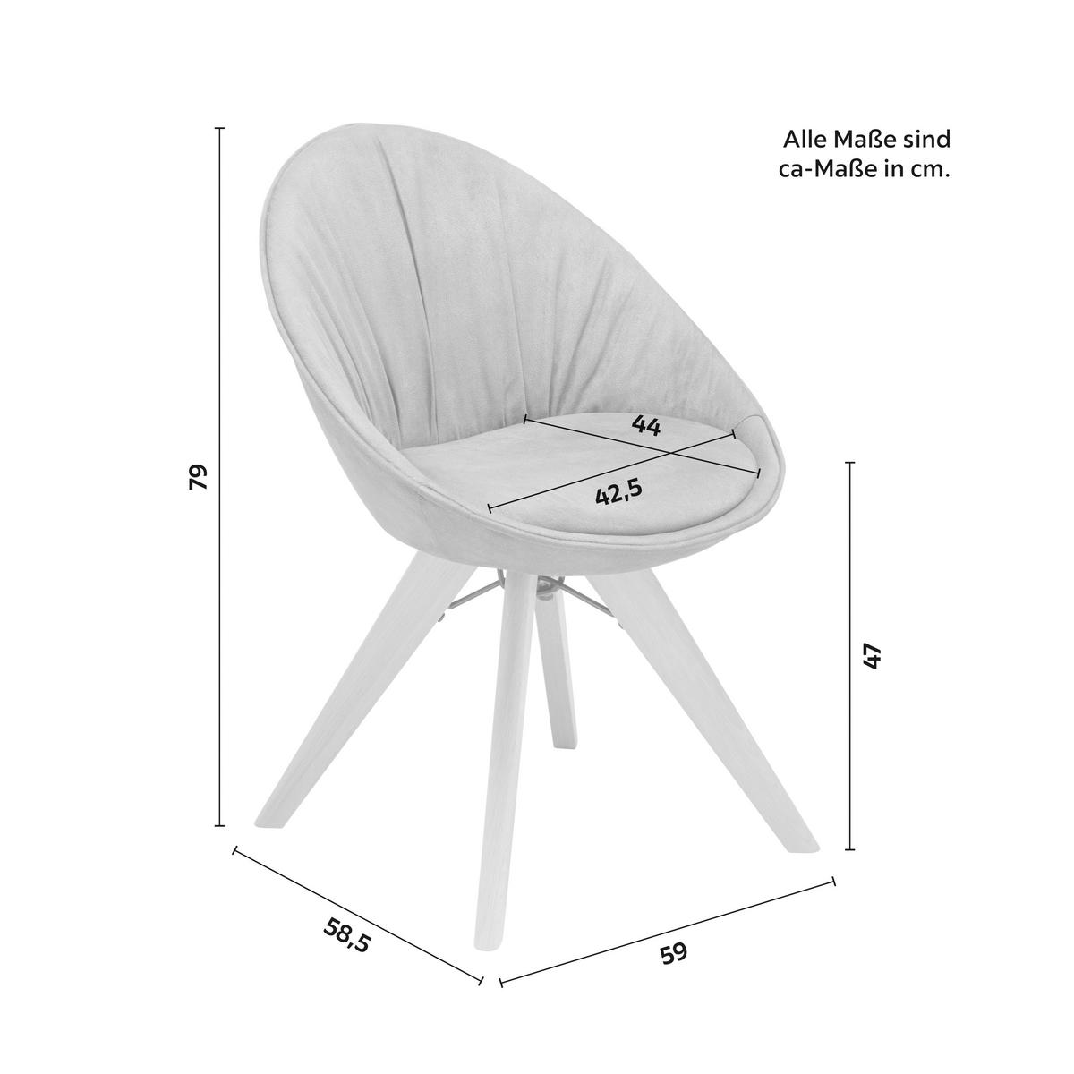 Stuhl Valera Dunkelgrau Mikrofaser Drehbar Gepolstert - Dunkelgrau/Buchefarben, MODERN, Holz/Textil (59/79/58,5cm) - Bessagi Home