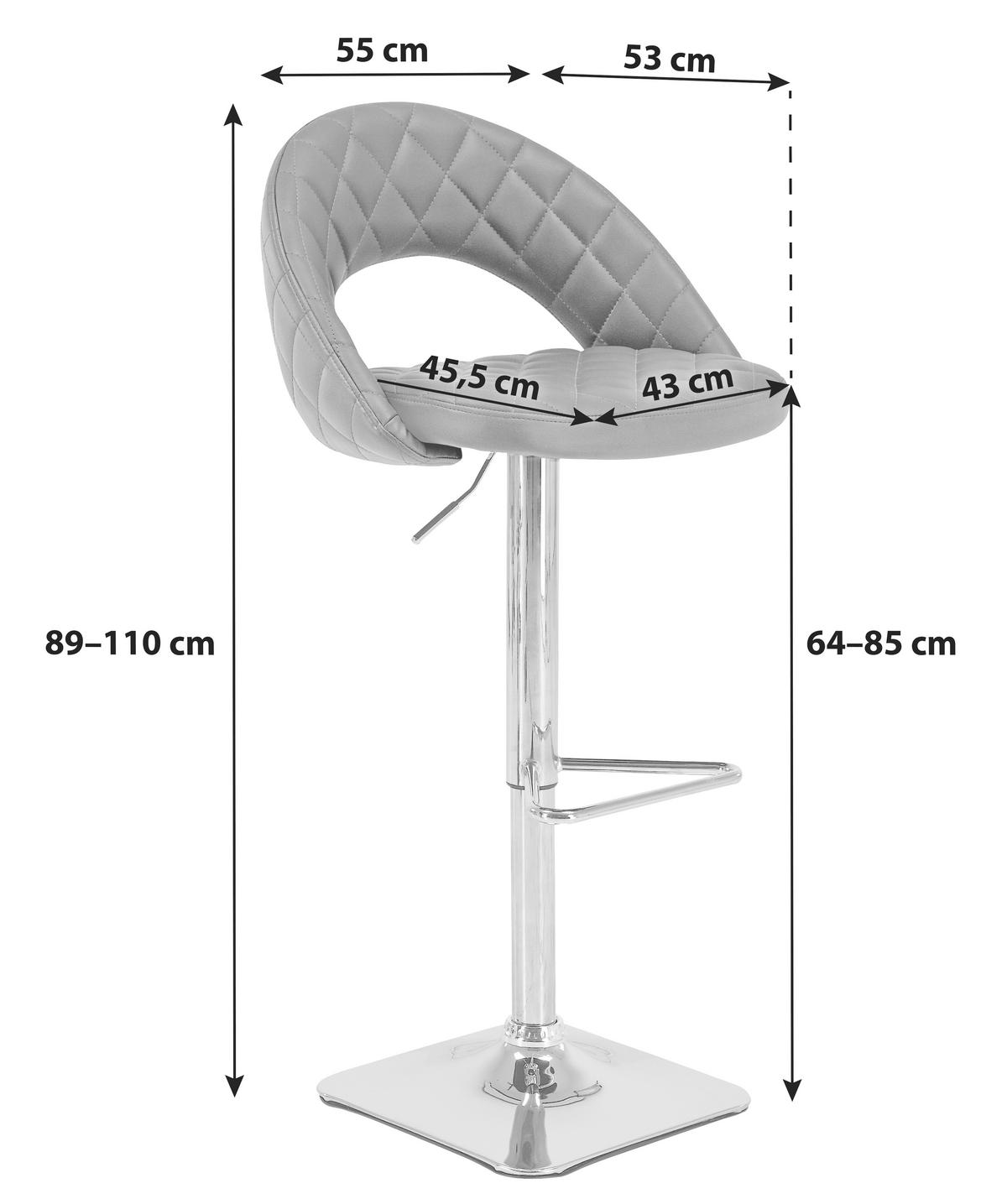 Barski Stol Martin, Črna - barve kroma/črna, Moderno, kovina/tekstil (55/89-110/53cm) - Mömax
