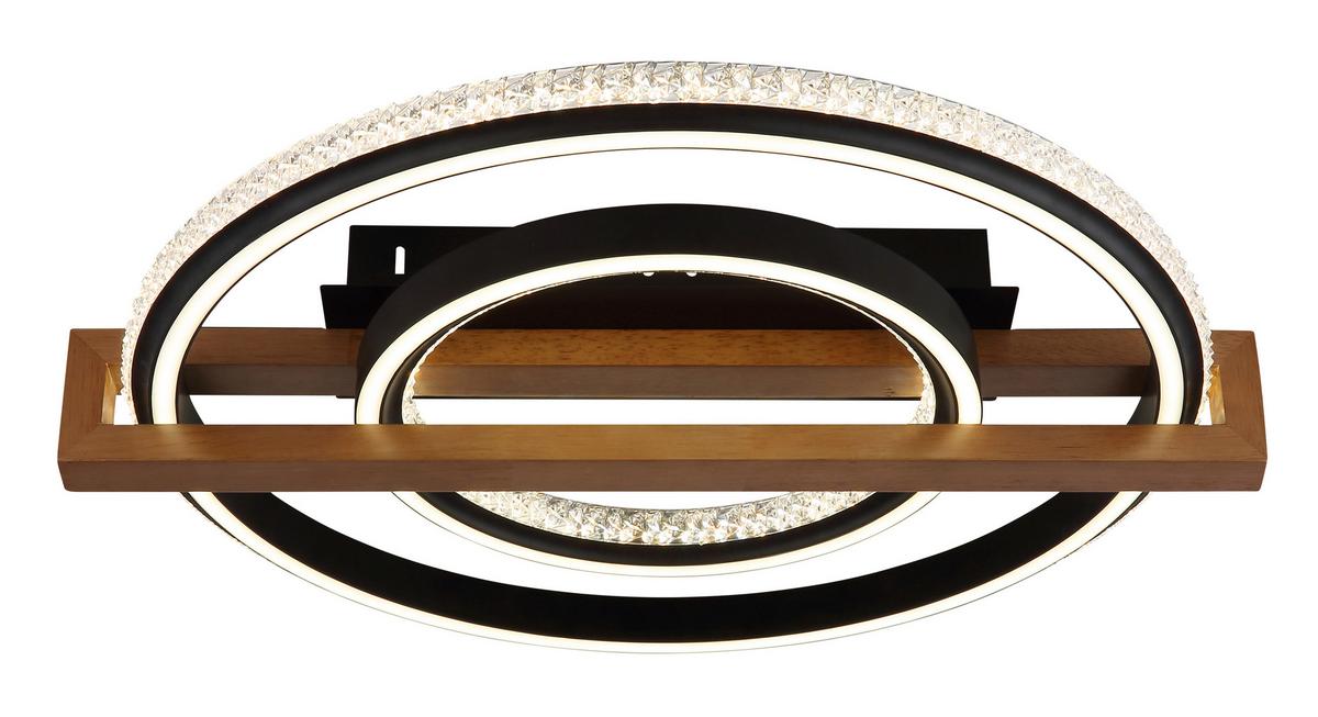 LED-DECKENLEUCHTE 48137R  DELORIS - Klar/Dunkelbraun, Basics, Holz/Kunststoff (50/55/11,5cm) - Globo