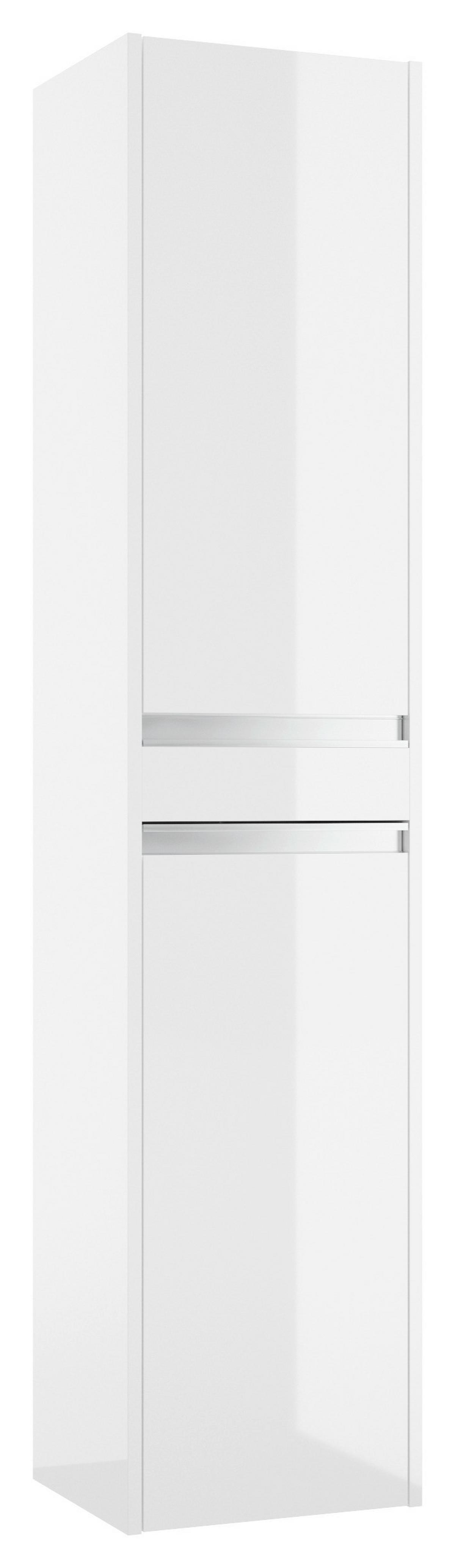 SZAFKA WYSOKA NENA BIAŁY 35 CM - biały/kolor aluminiowy, Basics, materiał drewnopochodny/metal (35/160/30cm) - MID.YOU