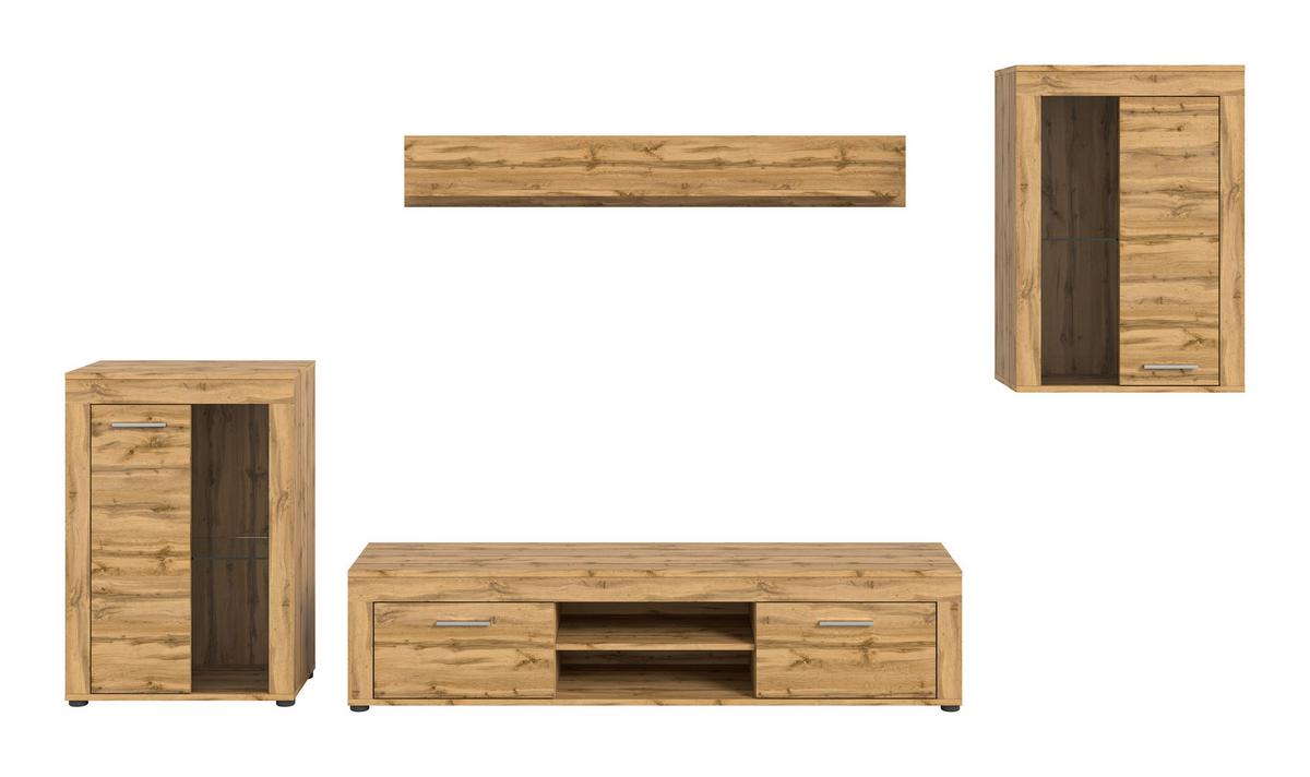 ANSAMBLU MOBILIER CAMERA DE Z JAM - stejar Wotan, Design, sticlă/material pe bază de lemn (310/169/35cm) - Modern Living