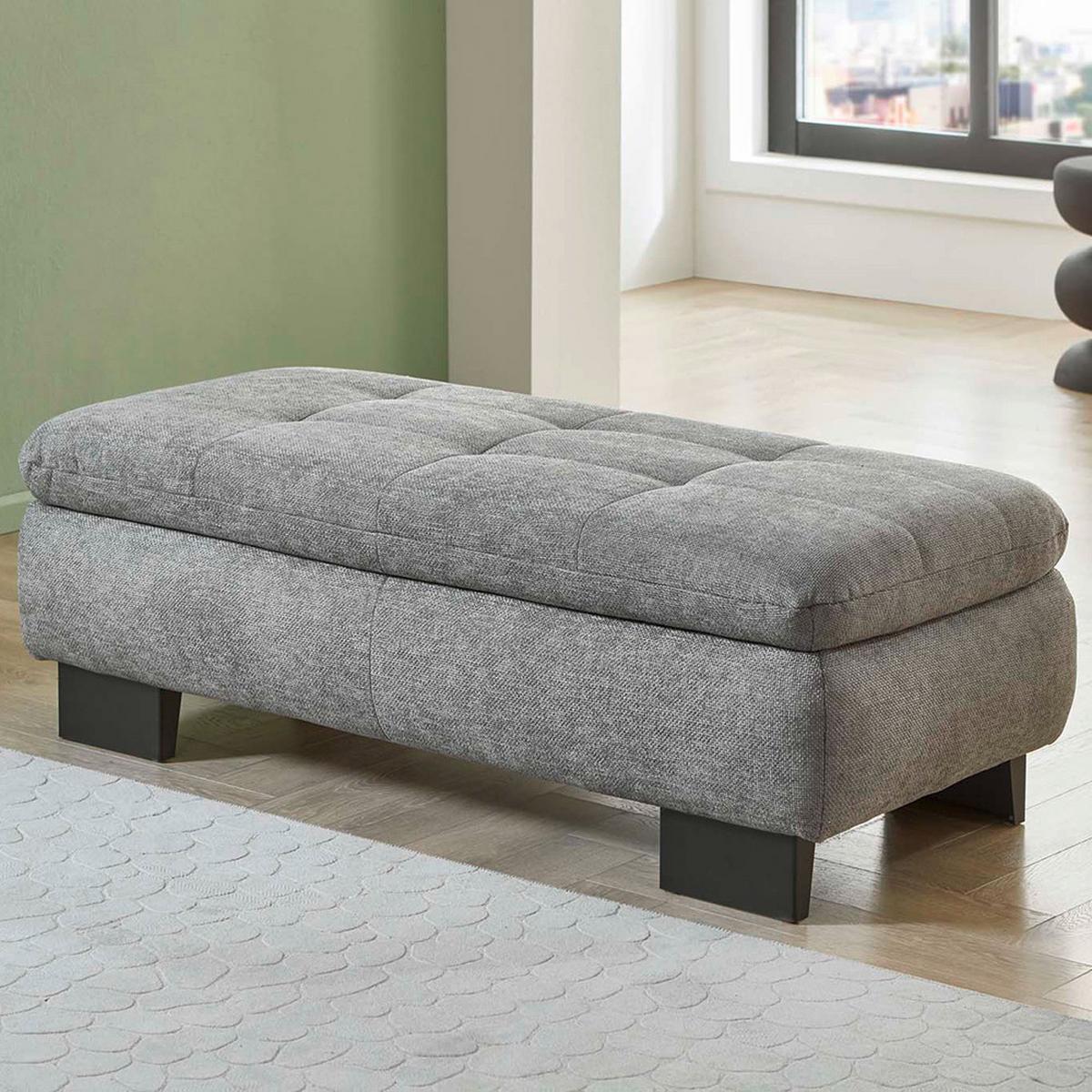 Ecksofa Lando Grau - gris/noir, Modern, textile/métal (197/84/289cm) - Premium Living