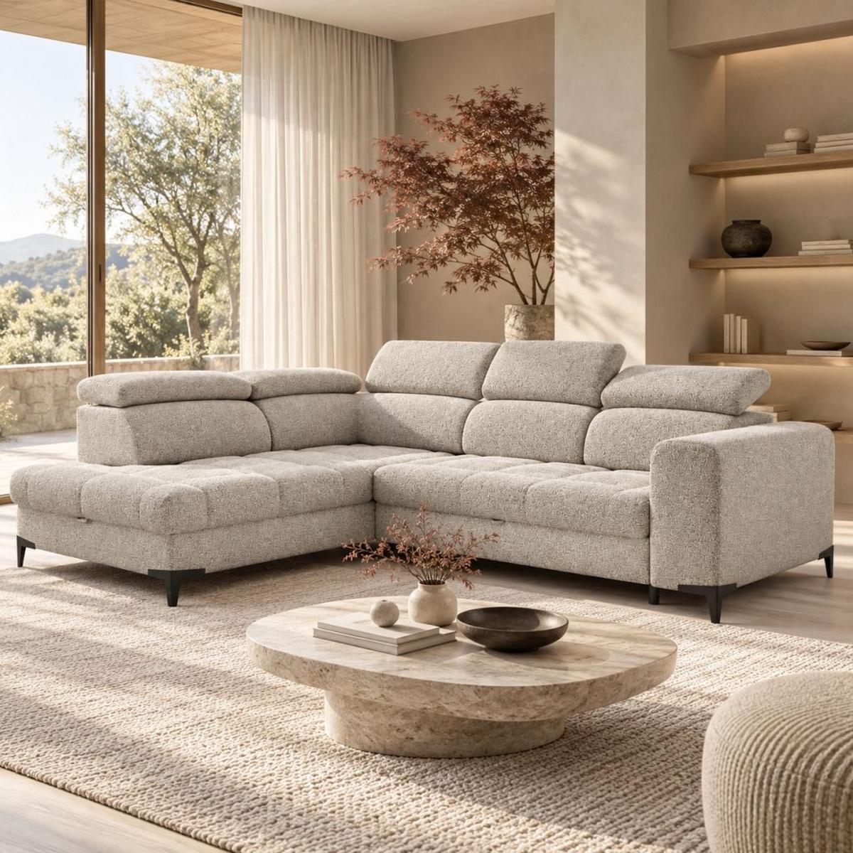Ugaona Garnitura Mason - siva/bež, Moderno, drvo/metal (211/271cm) - Modern Living