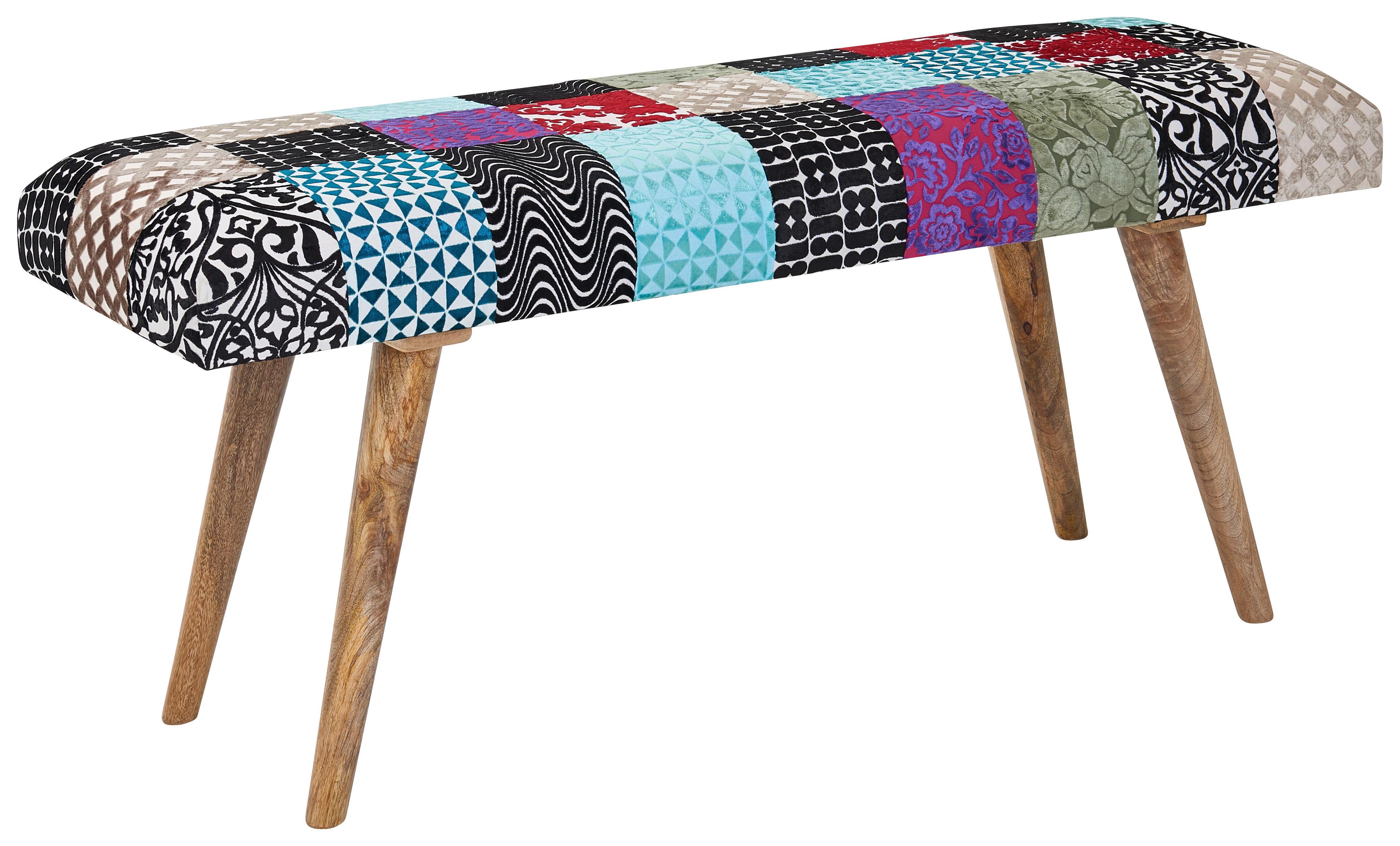 Klop Brez Naslona Wl6.477 - večbarvno/rjava, Moderno, tekstil/les (117/51/38cm) - MID.YOU