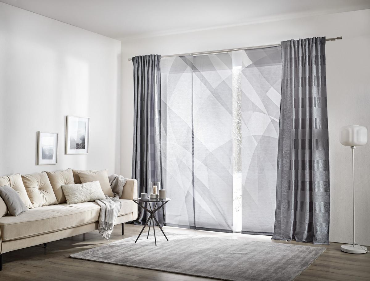 ZASŁONA PANELOWA KALEIDO - antracytowy/kolor srebrny, Design, tkanina (60/245cm) - Novel