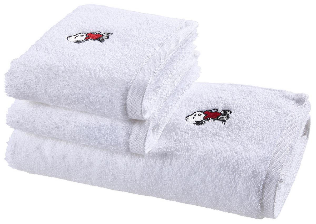 ZESTAW RĘCZNIKÓW FROTTE PEANUTS SNOOPY HUG - biały, Basics, tkanina - Vossen