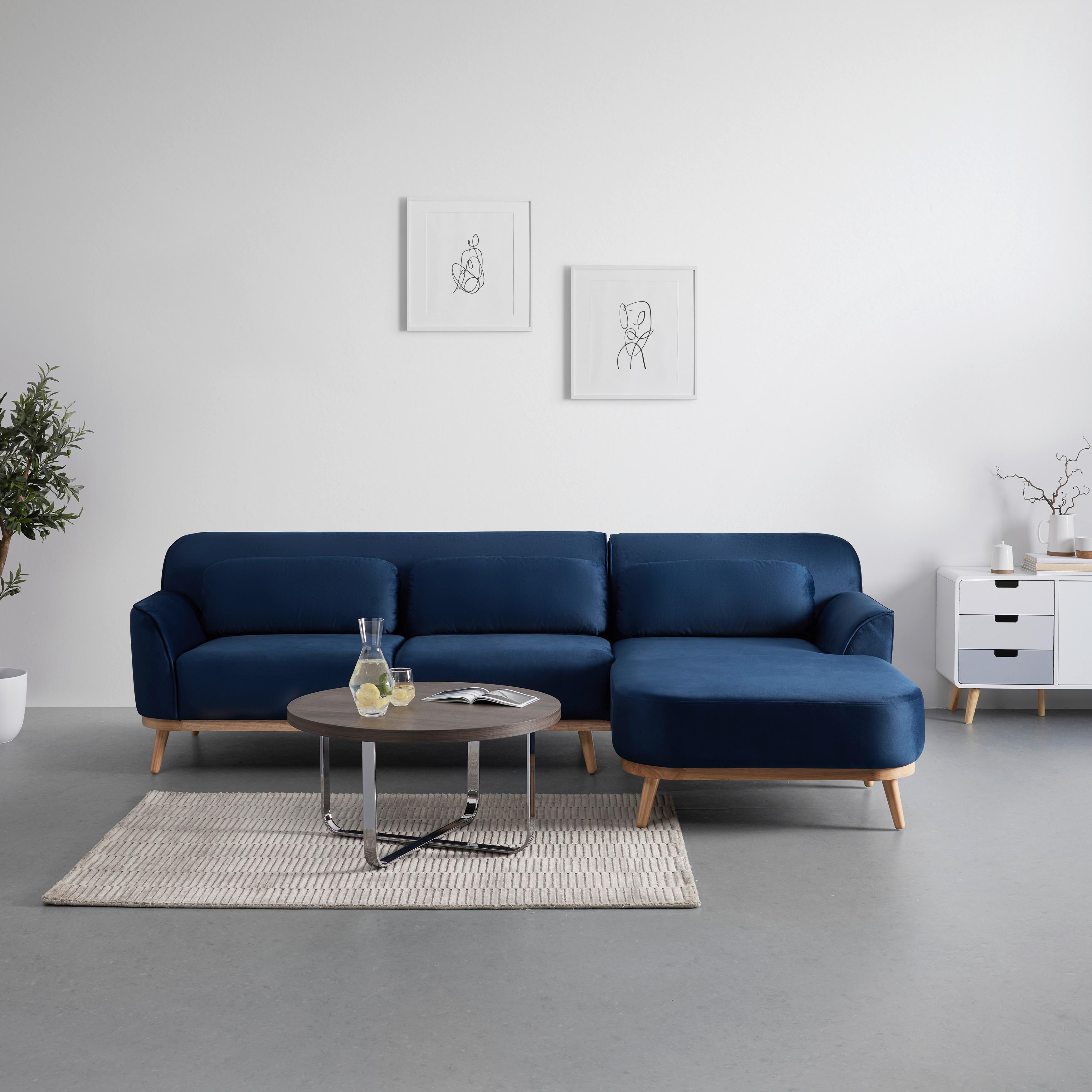 Sedežna Garnitura Adriana, Iz Žameta - modra, Moderno, tekstil/les (268/77/161cm) - Bessagi Home