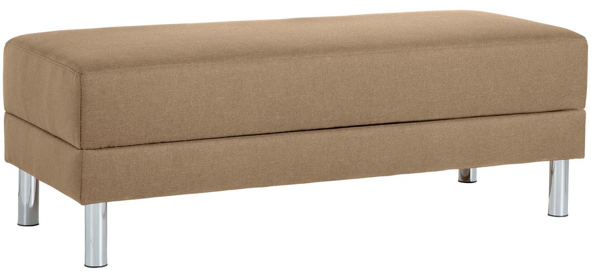 ECKSCHLAFSOFA JUST FASHION - Sandfarben/Chromfarben, KONVENTIONELL, Textil/Metall (152/230cm) - Max Winzer