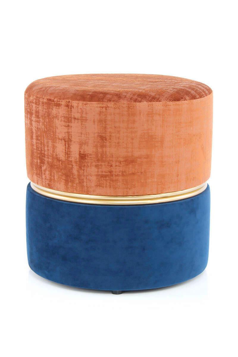 Hocker Pouf Samt/Eisen Terra Cotta H: 40 cm - Goldfarben/Terracotta, Basics, Kunststoff/Textil (40/40/40cm) - Kayoom