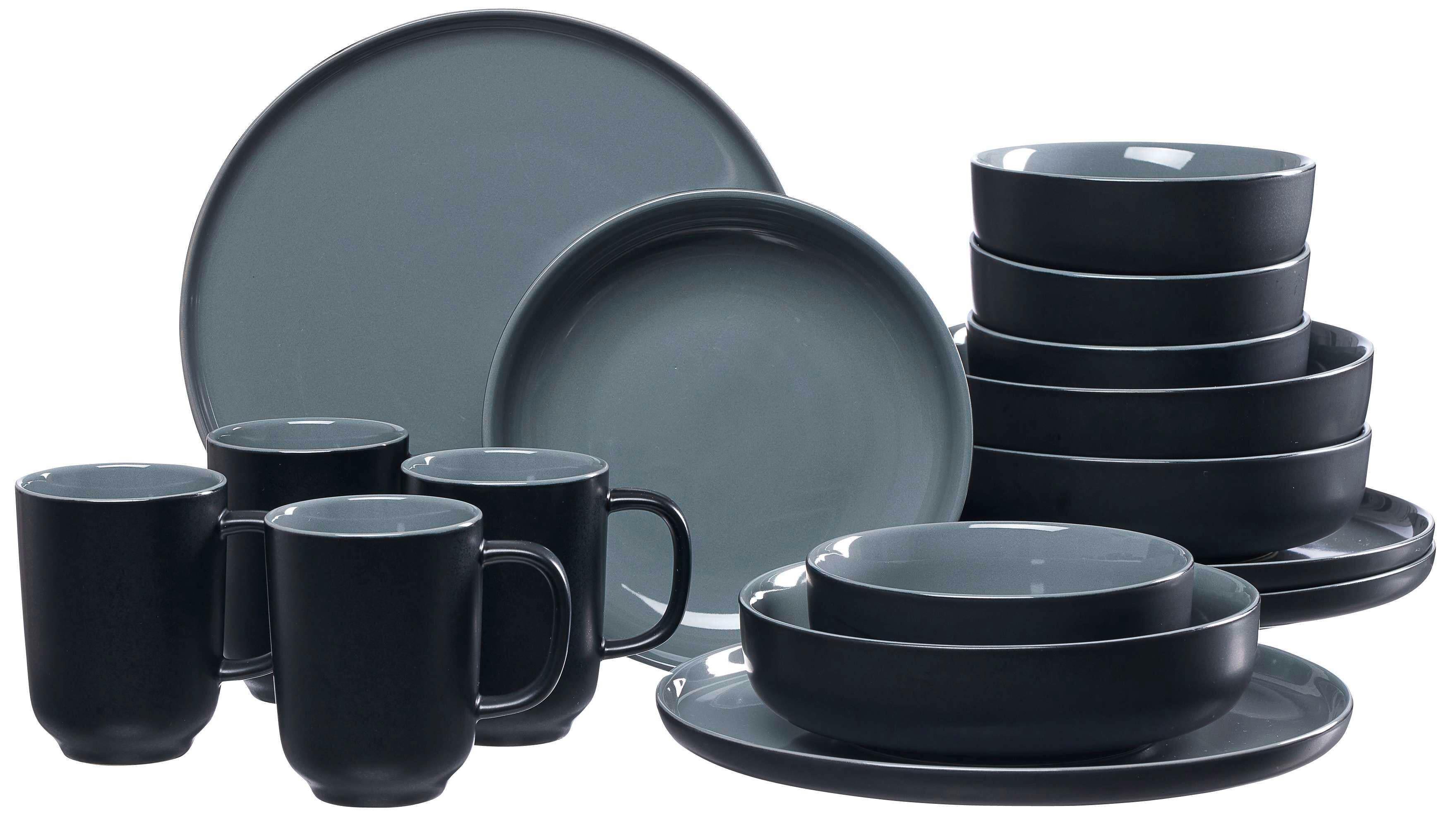 SERWIS OBIADOWO-ŚNIADANIOWY 315875 - czarny, Design, ceramika (41/39/34cm) - Ritzenhoff Breker