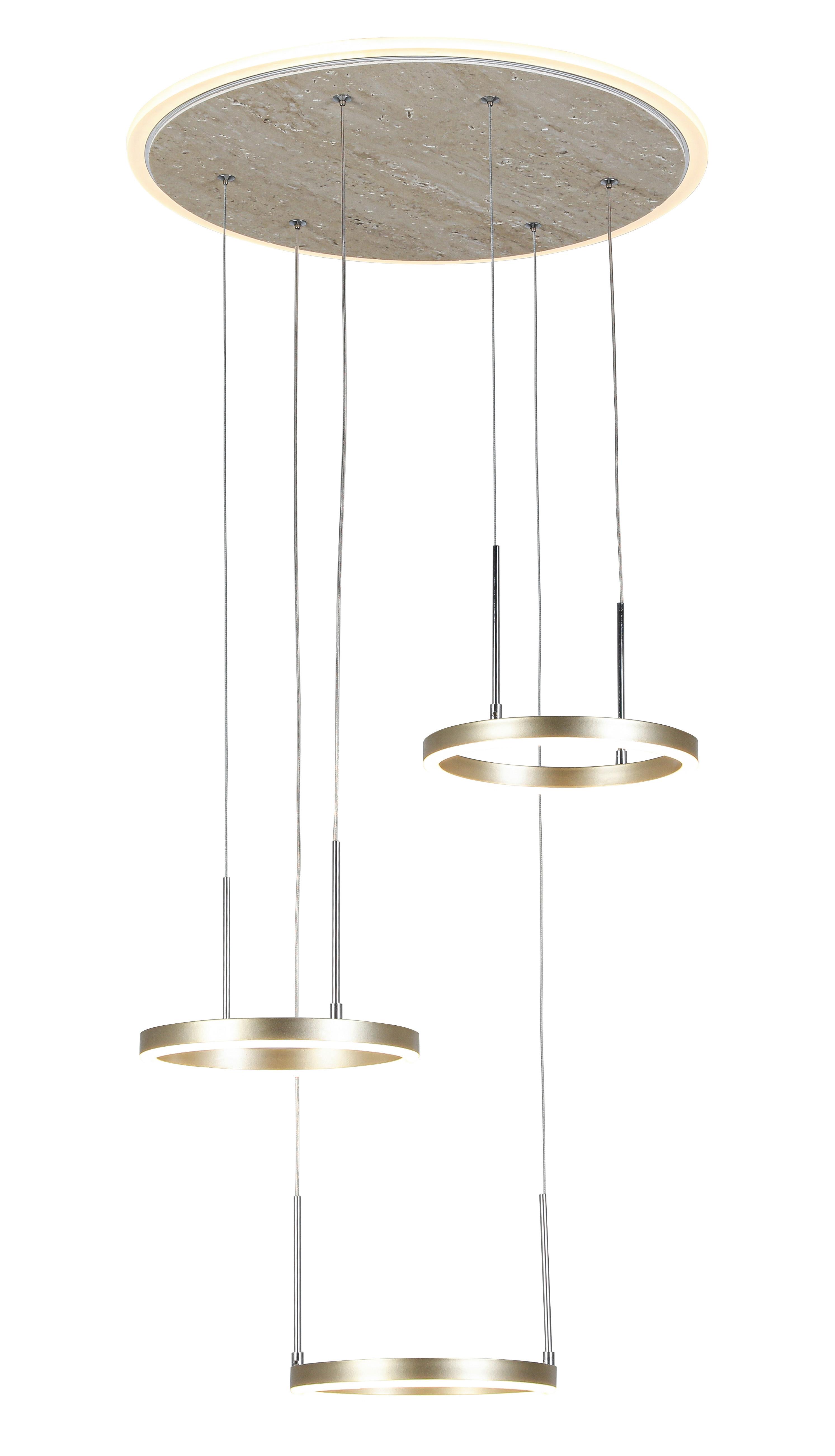 LED-Hängeleuchte Stoni Champagner max. 40 Watt - Champagner, MODERN, Kunststoff/Metall (42/42/150cm) - Mömax