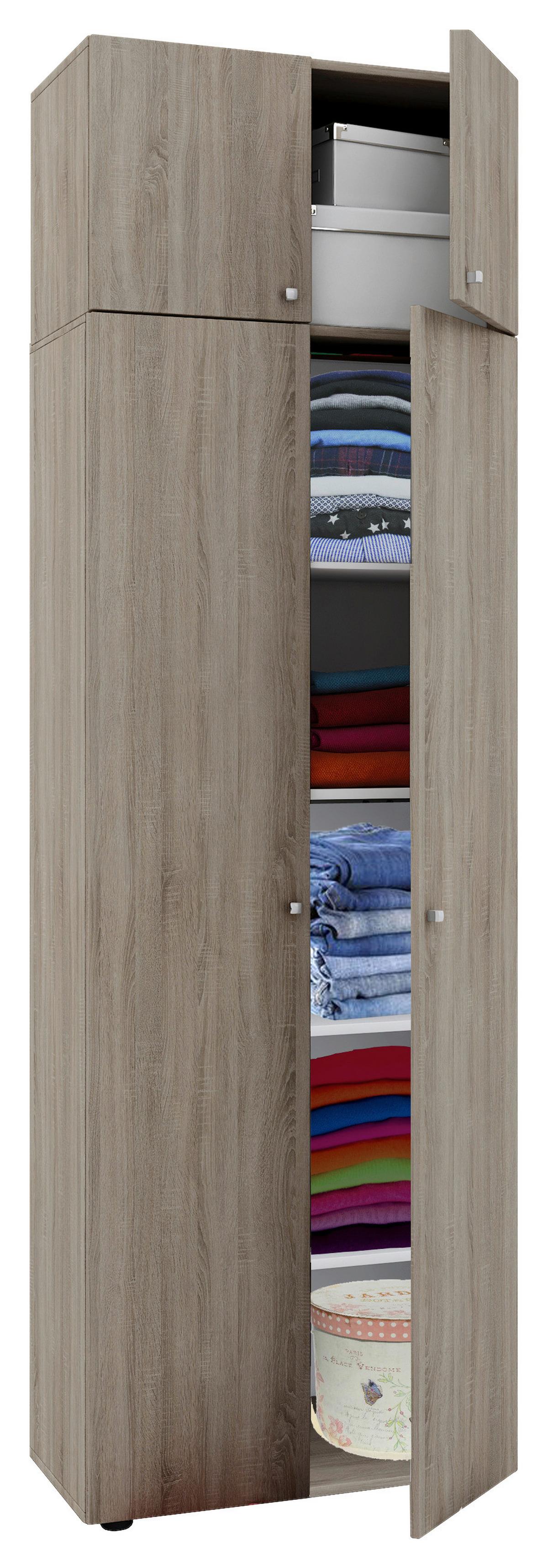 Večnamenska Omara Vandol I, Hrast - srebrne barve/črna, Moderno, umetna masa/leseni material (70/218/39cm) - MID.YOU