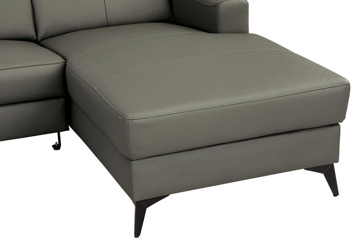 Wohnlandschaft Ben Dunkelgrau - Dunkelgrau/Schwarz, MODERN, Leder/Holz (235/75-95/102-180cm) - Based