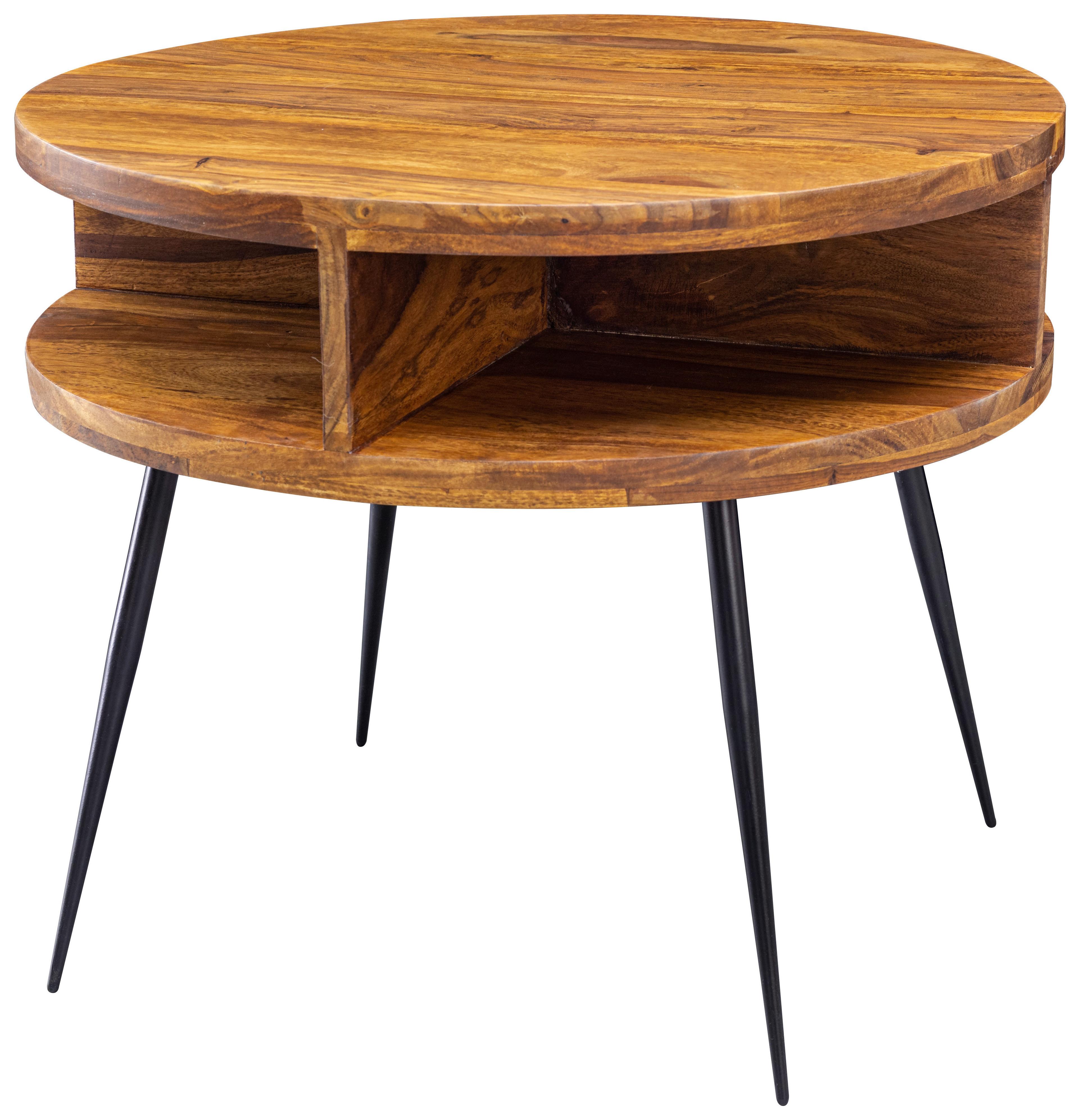Couchtisch Sheesham - Sheeshamfarben/Schwarz, MODERN, Holz/Metall (60/60/50cm) - MID.YOU
