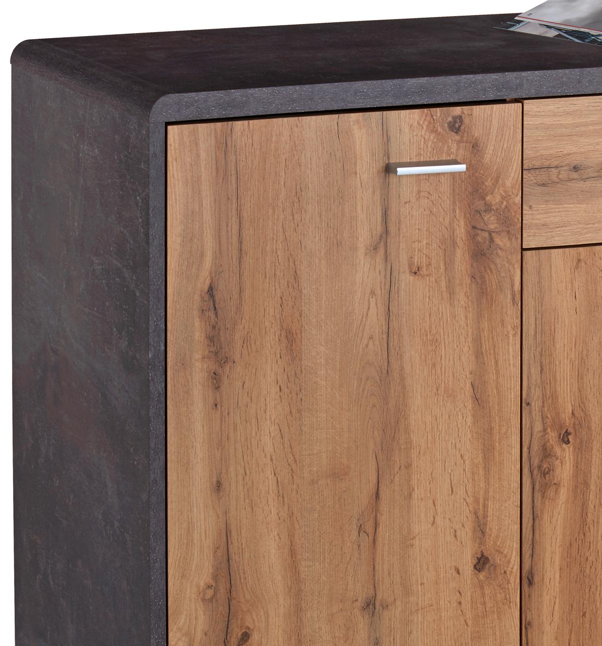 Komoda Fontana New Ftk05 - boje hrasta/tamno siva, Moderno, drvni materijal/plastika (174,4/87,2/40cm) - Modern Living