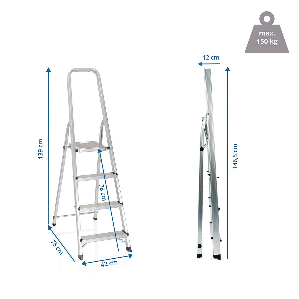 Lestev Solid Ii, Aluminij - barve aluminija, Basics, kovina (42/146,5/12cm) - MID.YOU
