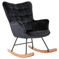 Schaukelsessel Richie Schwarz, Samt - Buchefarben/Schwarz, MODERN, Holz/Textil (72/92/92cm) - MID.YOU