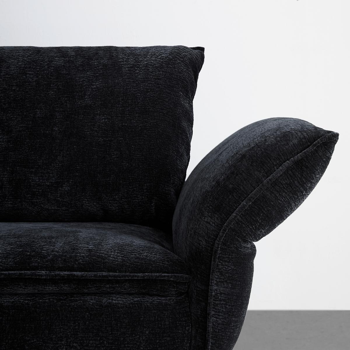 Megasofa Ottawa Schwarz Armlehnfunktion, ohne Kissen - Schwarz, MODERN, Textil/Metall (272/87/107cm) - Premium Living