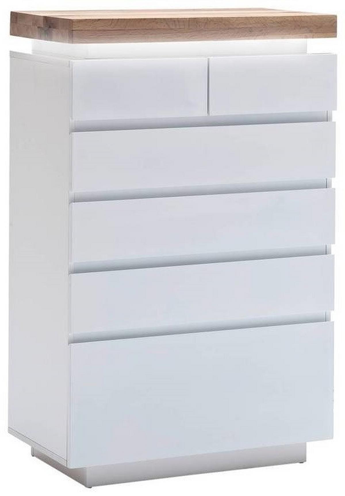 KOMODA ROMINA - kolor dębowy/biały, Design, materiał drewnopochodny/drewno (73/114/40cm)