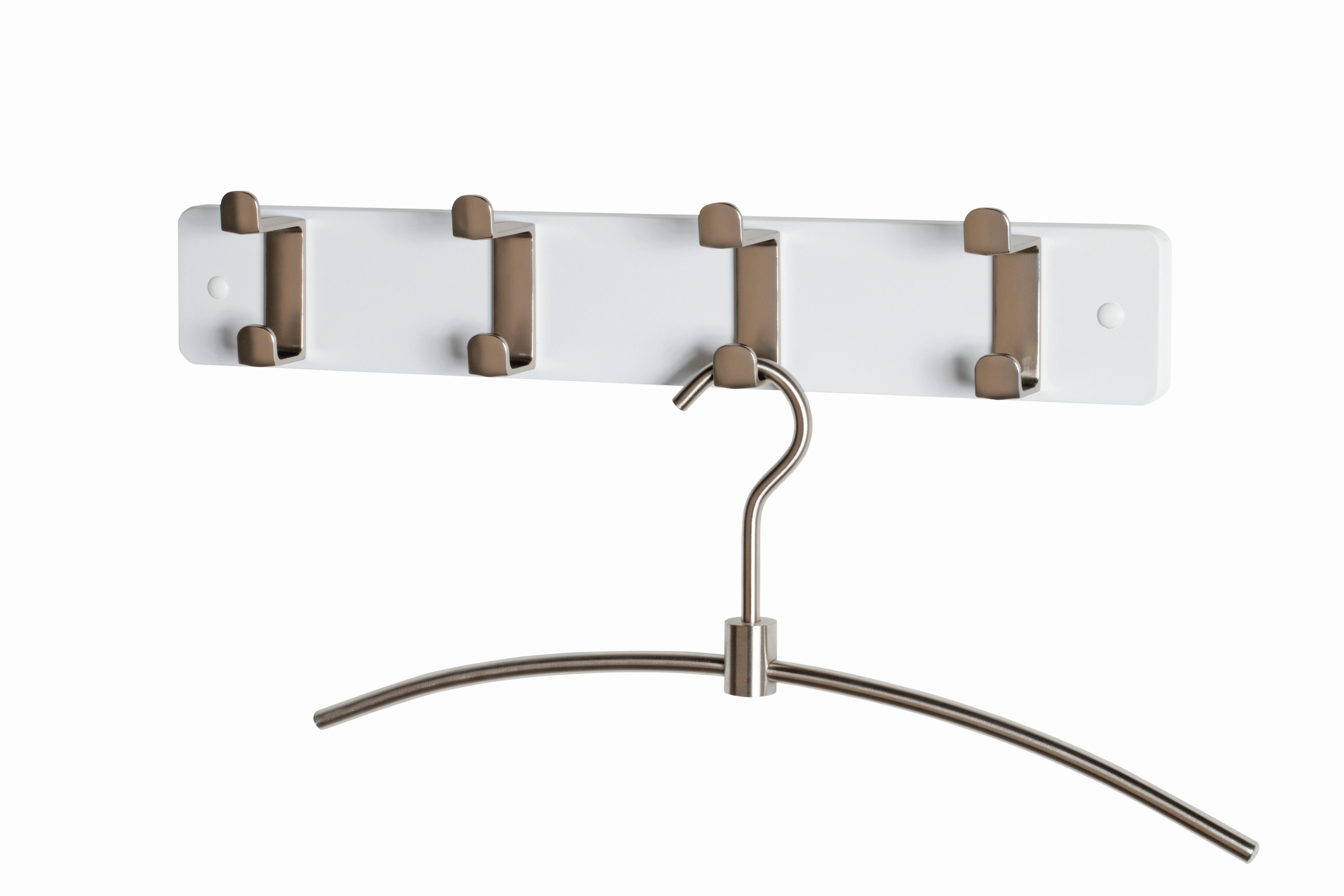 Hakenleiste Freddy 4 Weiß/Edelstahlfarben - Edelstahlfarben/Weiß, KONVENTIONELL, Holzwerkstoff/Metall (45/7/6cm) - Mömax