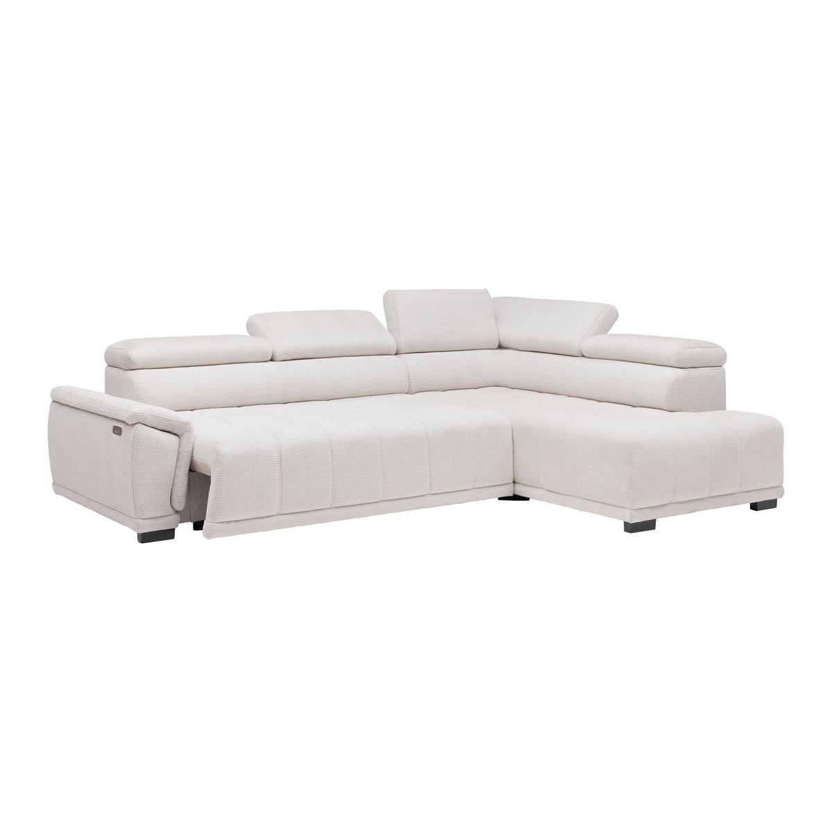 Ecksofa Gremio Rechts Grauweiß - Grauweiß/Schwarz, MODERN, Kunststoff/Textil (283/206cm) - Premium Living