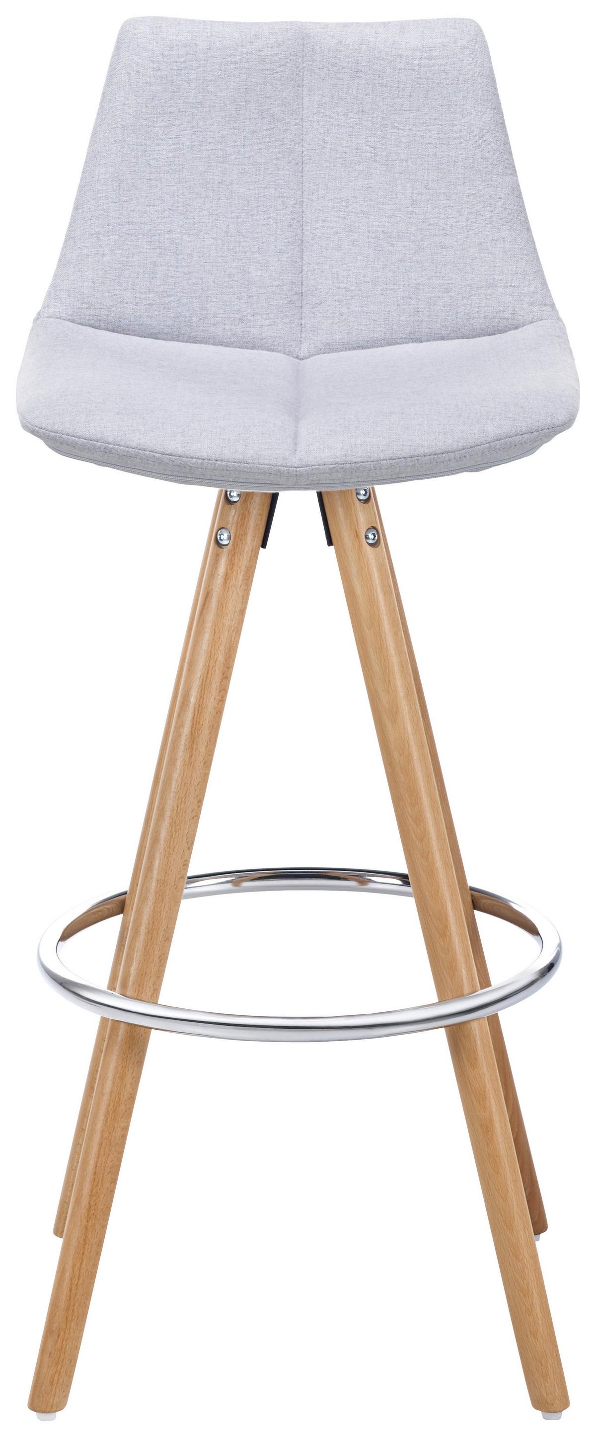 STOŁEK BAROWY NELO - kolor bukowy/jasnoszary, Modern, metal/drewno (42/100/33cm) - Bessagi Home