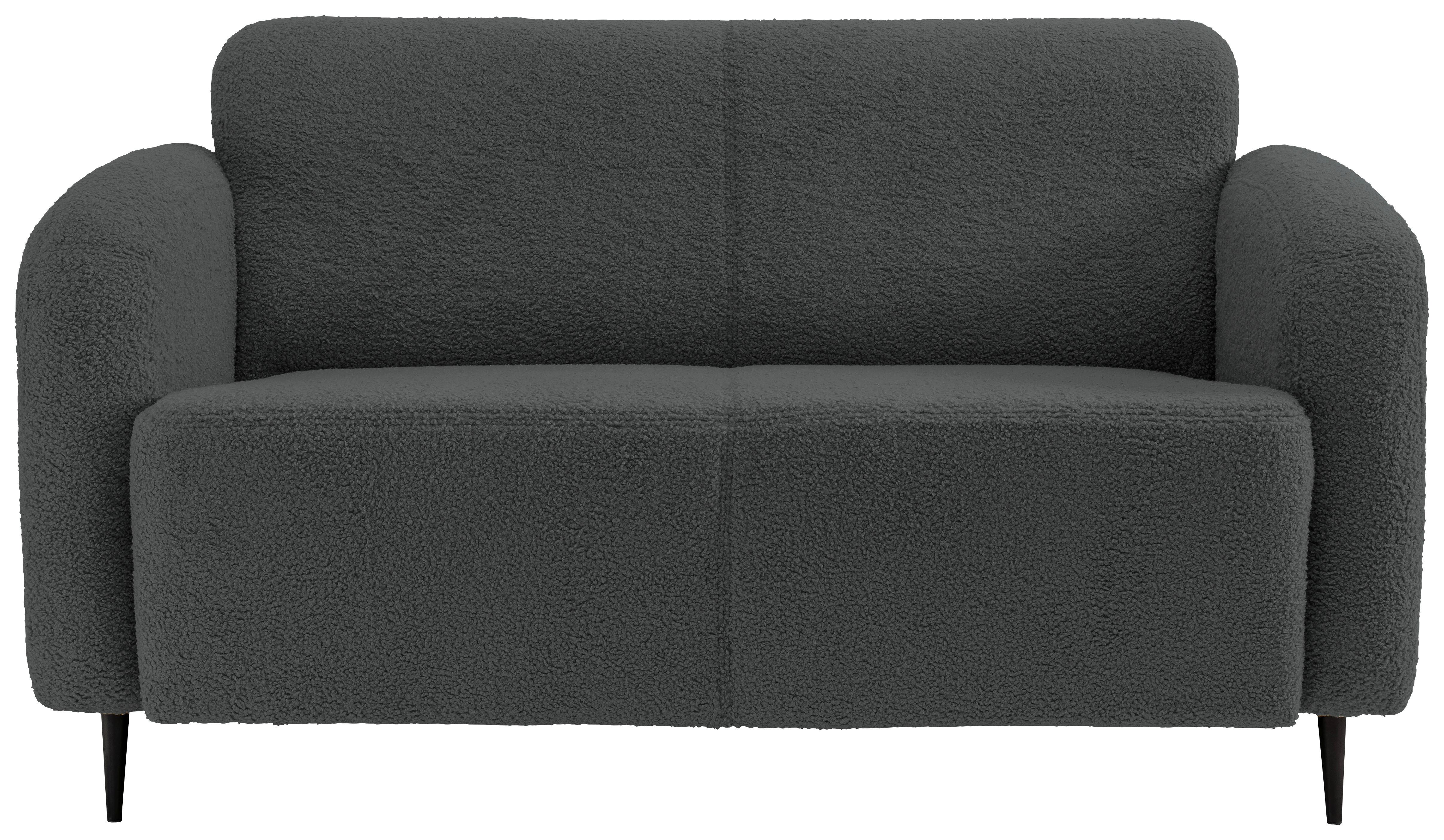 2-Sitzer-Sofa Marone Anthrazit Teddystoff - Anthrazit/Schwarz, MODERN, Textil/Metall (140/76/90cm) - Livetastic