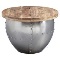 Klubska Miza Wohnling - srebrne barve/rjava, Moderno, kovina/les (60/60/43cm) - MID.YOU