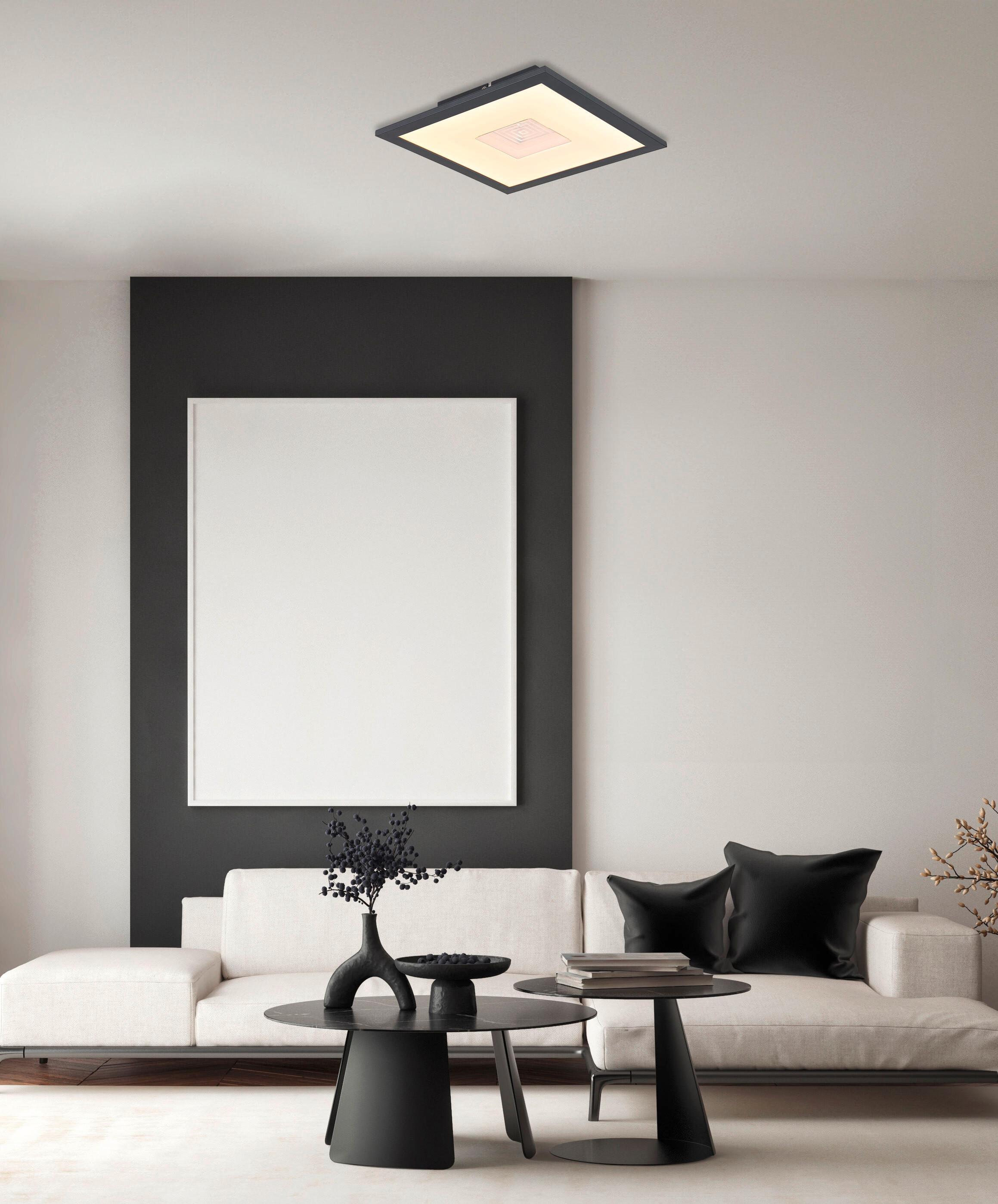 LED-DECKENLEUCHTE 41608T DORO - Weiss/Silberfarben, Design, Kunststoff/Metall (30/30/6cm) - Globo