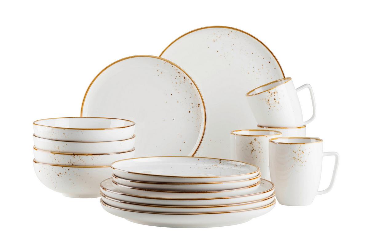 SET DE VAISSELLE PINTAR - Weiss/Braun, Basics, Keramik - Mäser