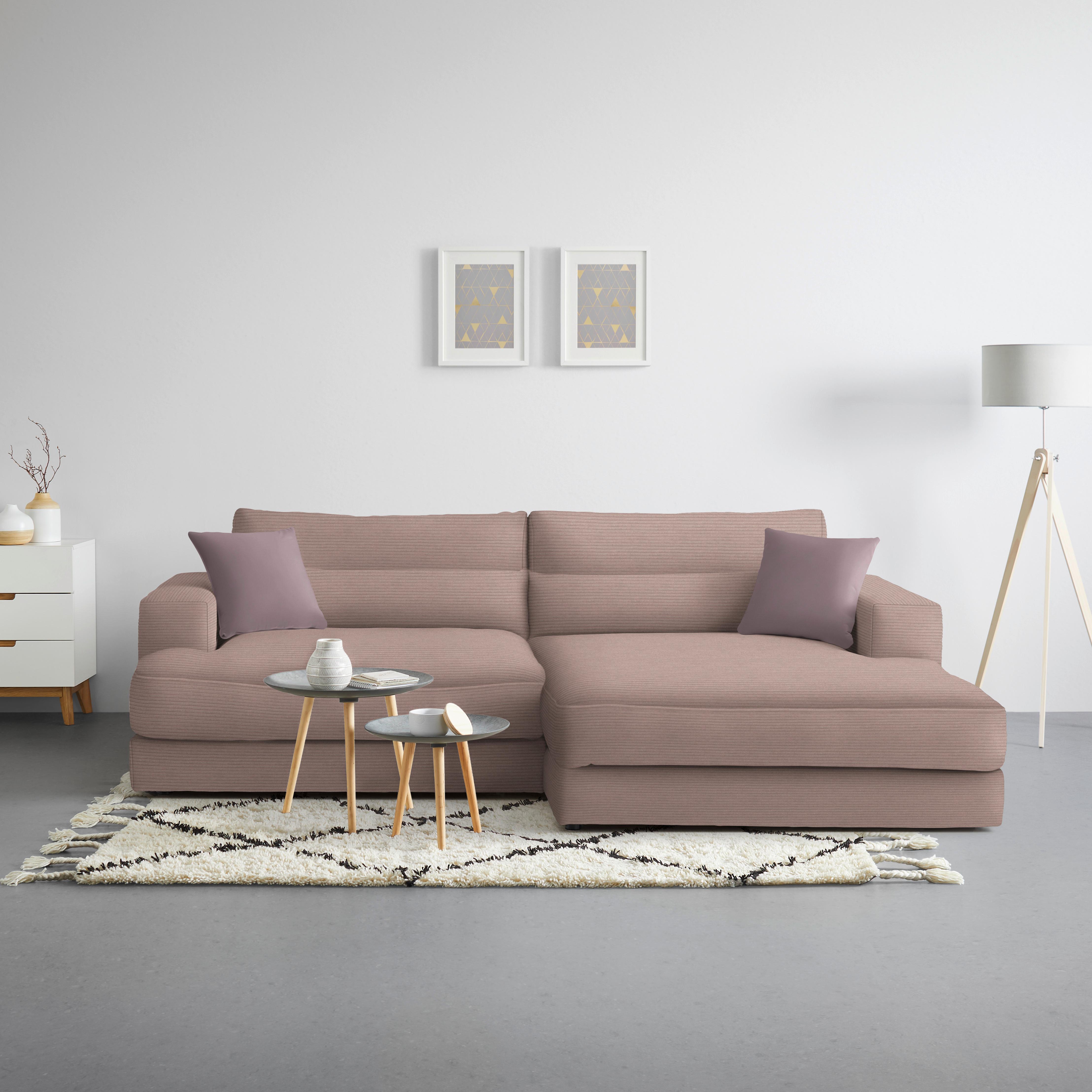 Ecksofa Fabiona rechts Flieder - Schwarz, MODERN, Holz/Kunststoff (268/85/194cm) - Premium Living