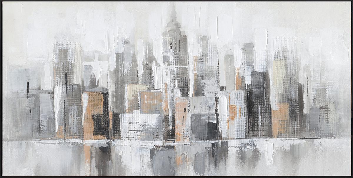 Tablou cu ramă City Blur cca. 122x62 cm - multicolor/maro închis, Modern, plastic/textil (122,6/62,6cm) - Mömax