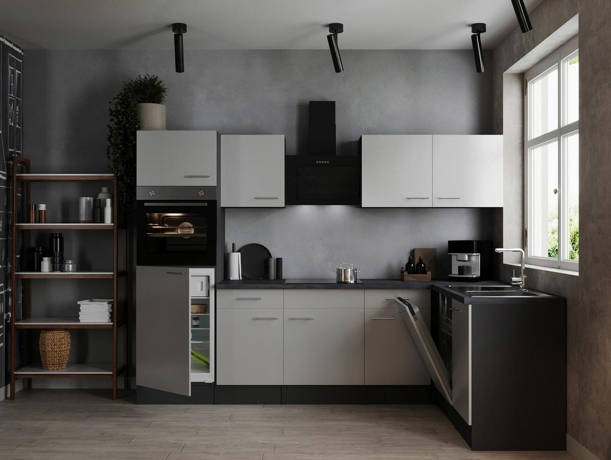 Kotna Kuhinja Z Aparati Oliver, 280x172cm - srebrne barve/siva, Design, kovina/leseni material (280/172cm) - Respekta