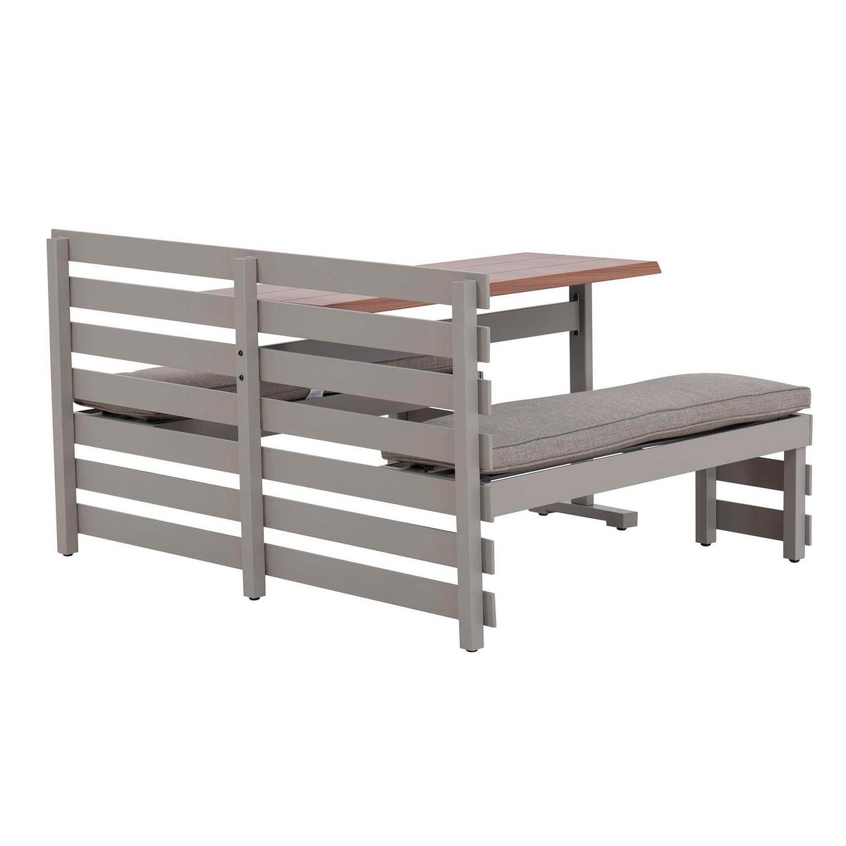Gartenset Lagos Grau/Beige, 4-teilig - Hellbraun/Beige, Basics, Textil/Metall (126/86/157cm) - Modante