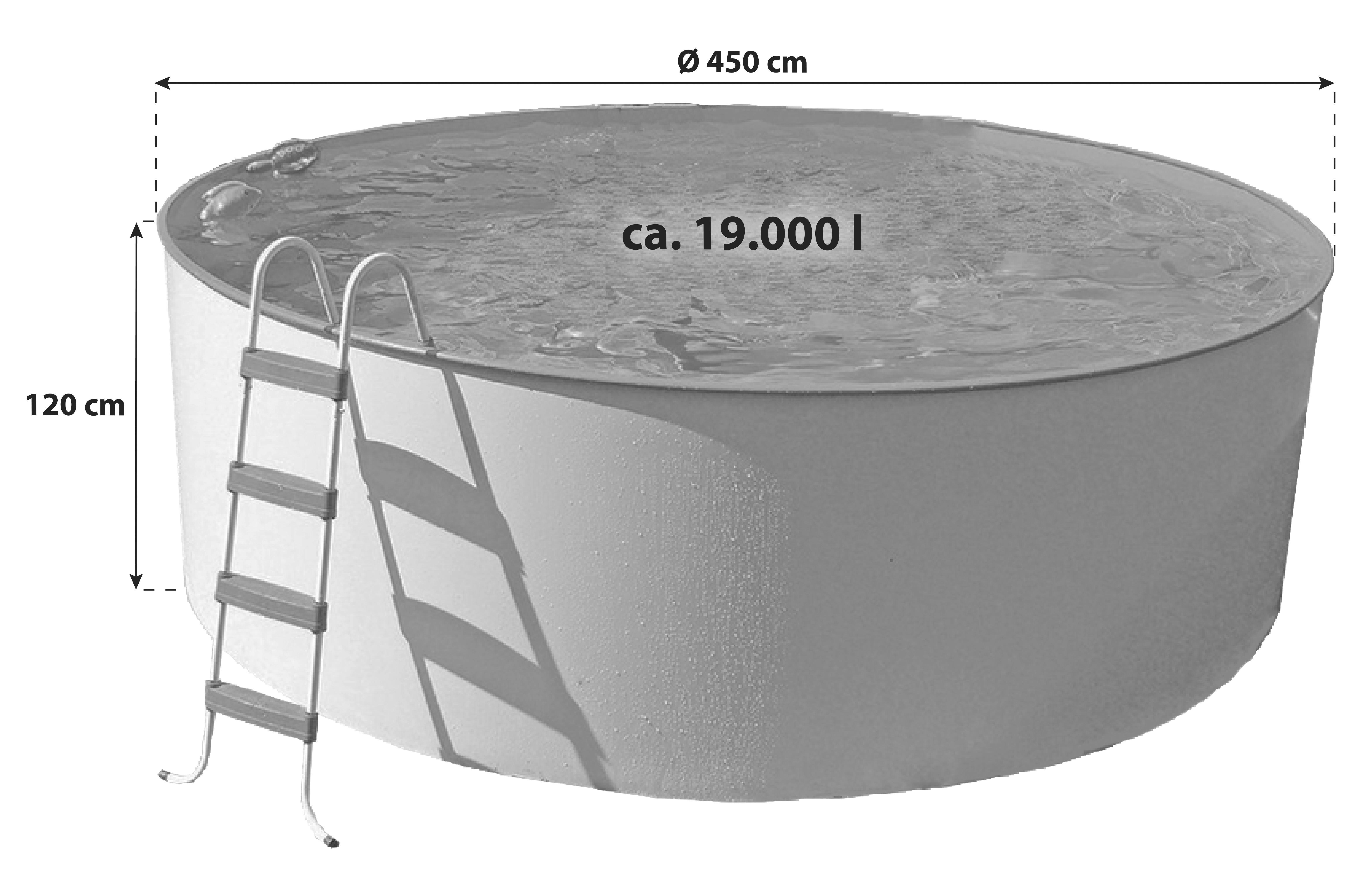 Schwimmbecken Steely Ø ca. 450cm - Blau/Weiß, MODERN, Metall (450/120cm)